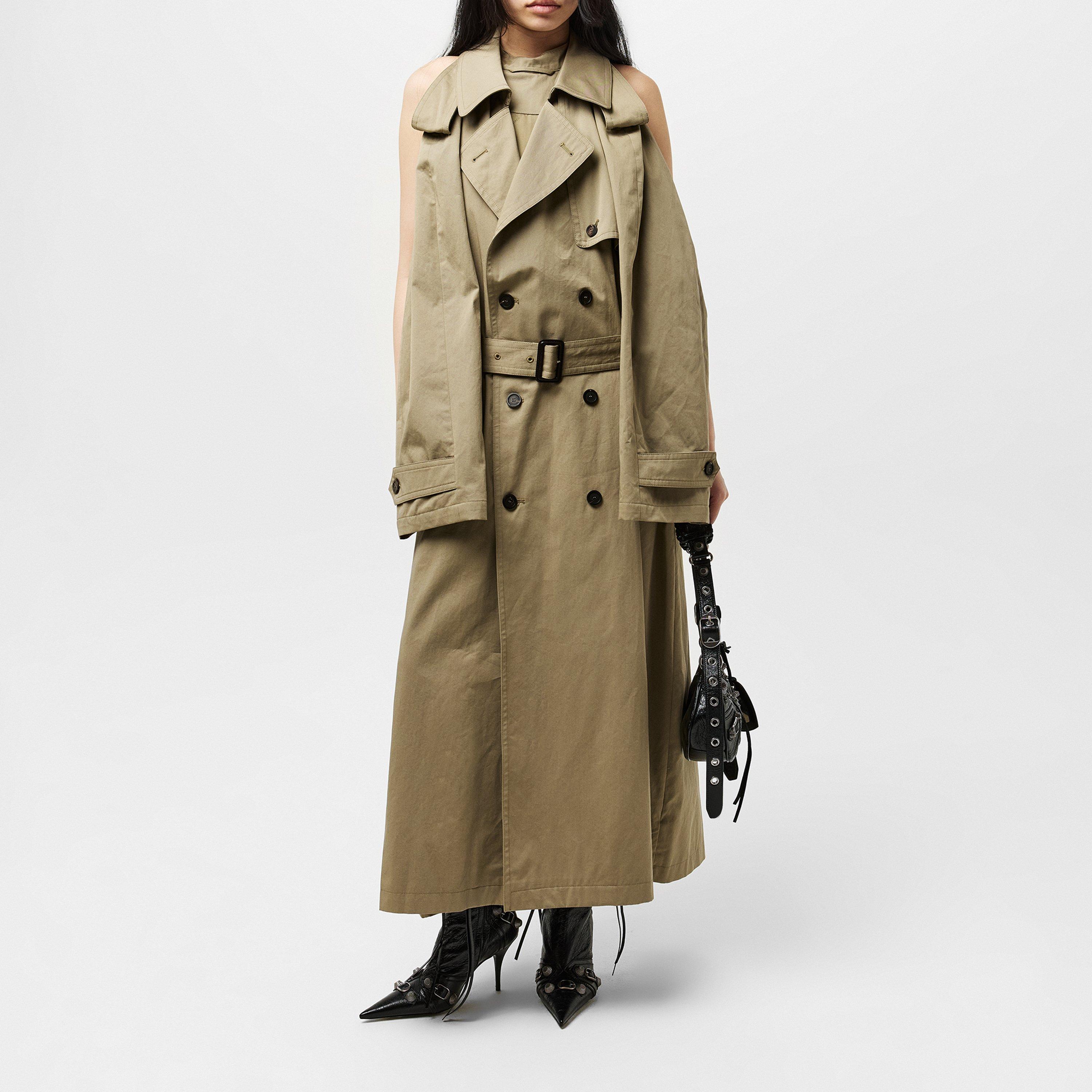 Explorer Beige - Balenciaga - Women's Suspend Cotton Long Sleeve Trench Dress - 3