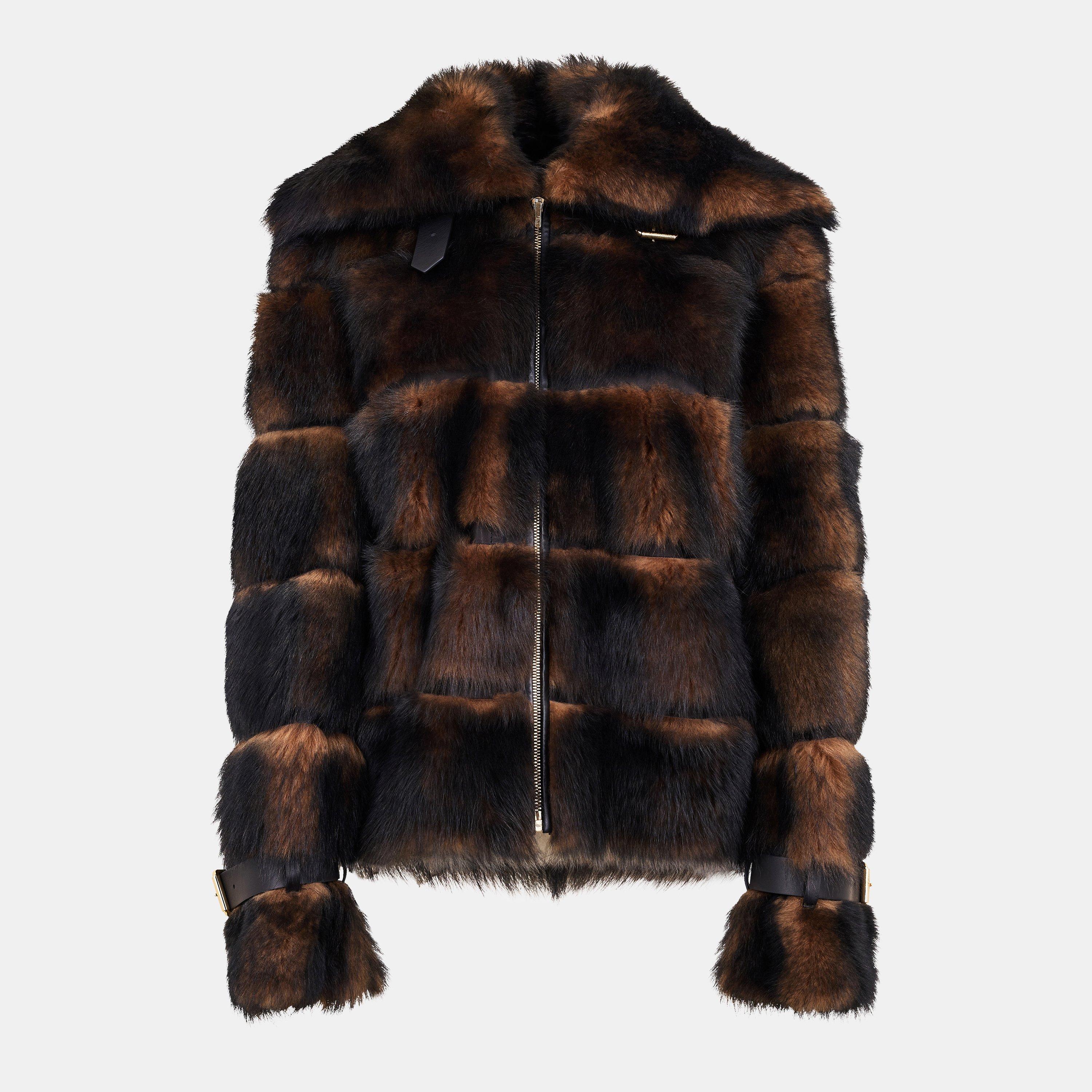 Fendi Womens Dorsato Shearling Jacket - Ocra - Size 42 (UK 10)