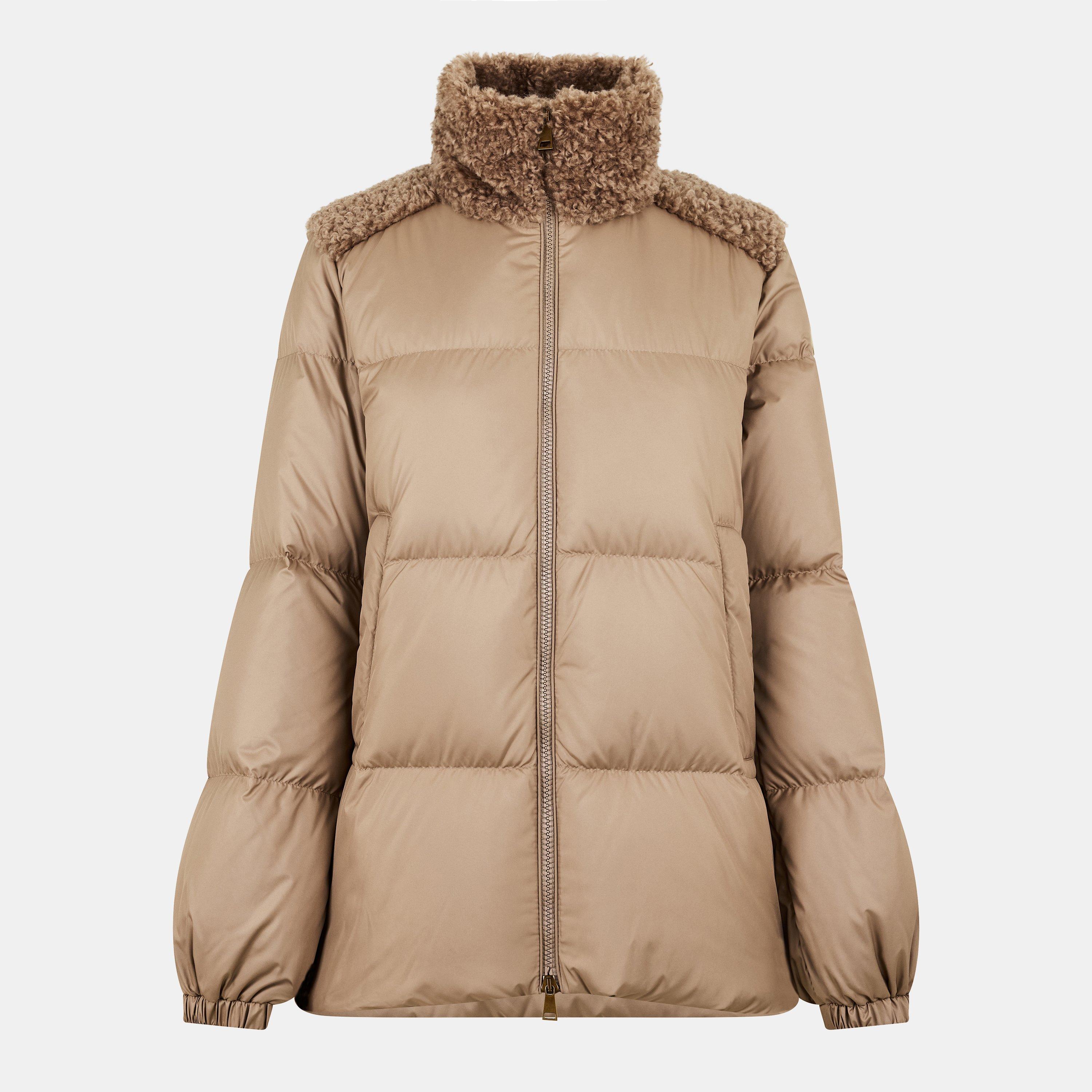 Moncler Women's Esnaie Quilted Medium Puffer Jacket - Beige 513 - Size 16 (XL)