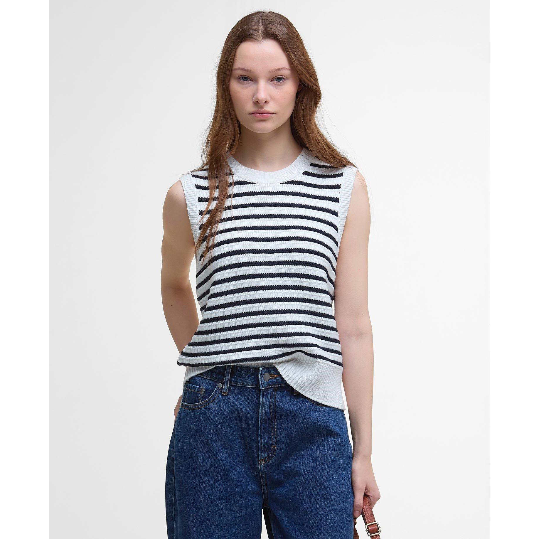 Cloud/Navy - Barbour - Women's B.Li Emberly Knitted T-Shirt - 2