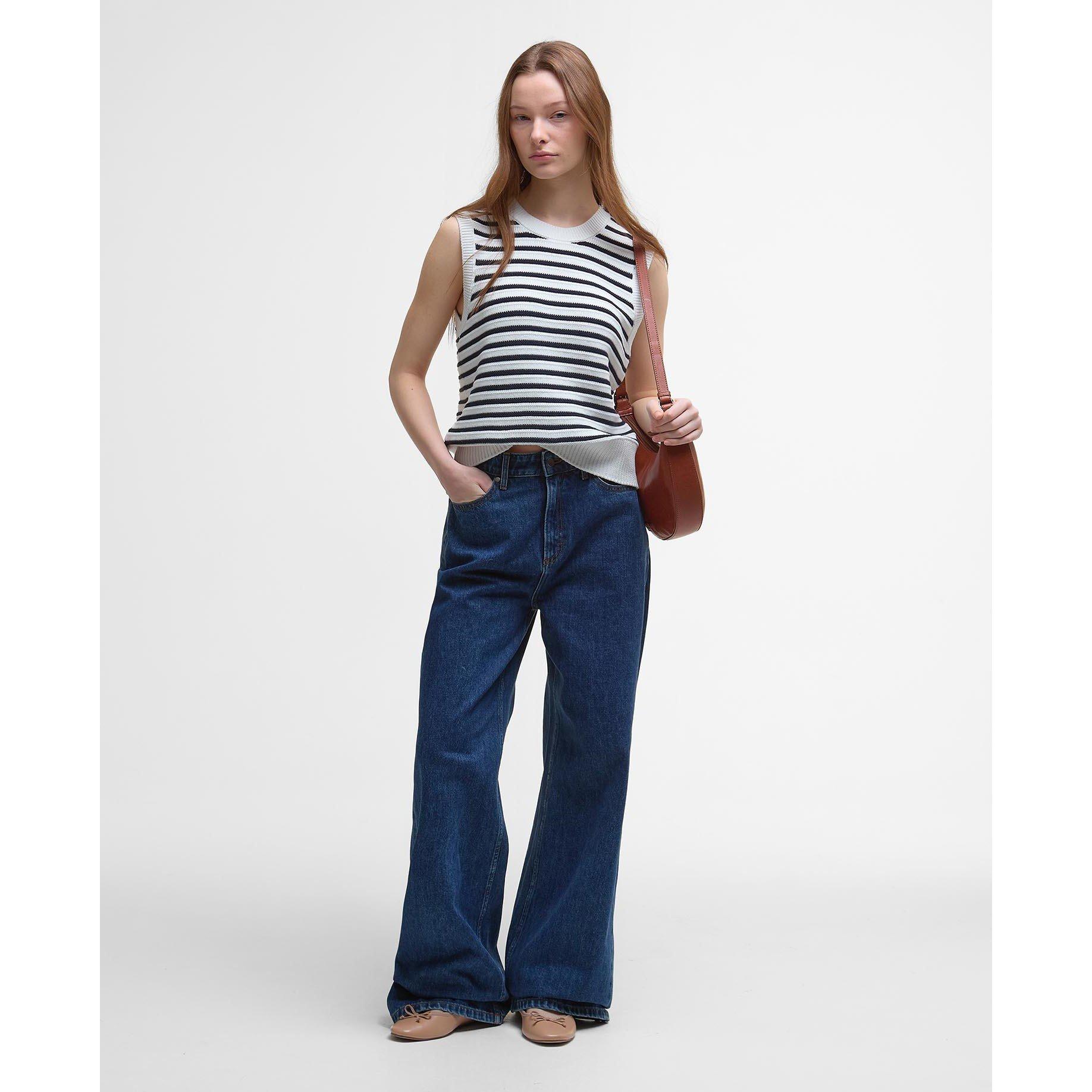 Cloud/Navy - Barbour - Women's B.Li Emberly Knitted T-Shirt - 6