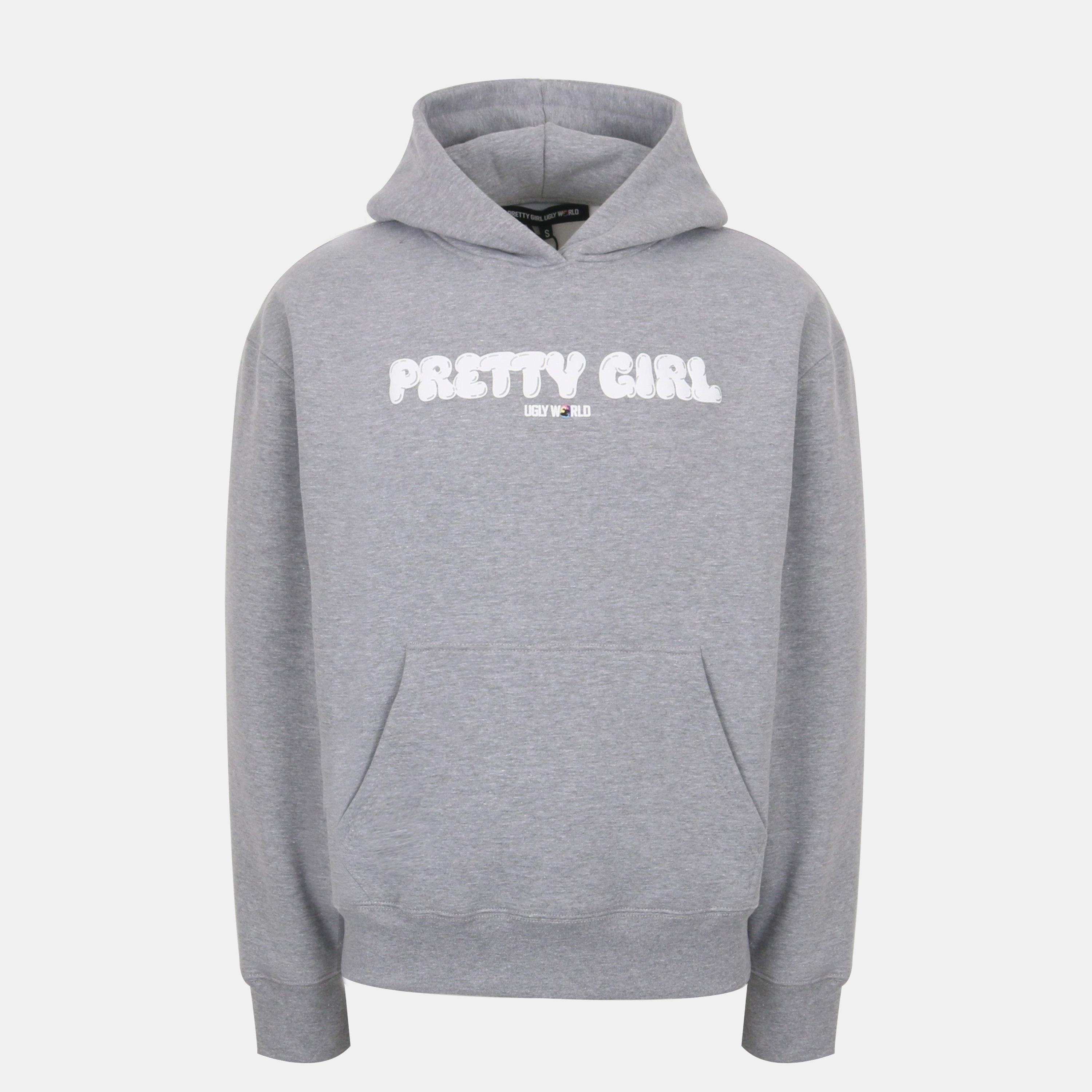 Grey - Pretty Boy Ugly World - Women's Cotton Long Sleeve Oversized Fit Pull Over Hoodie - 1