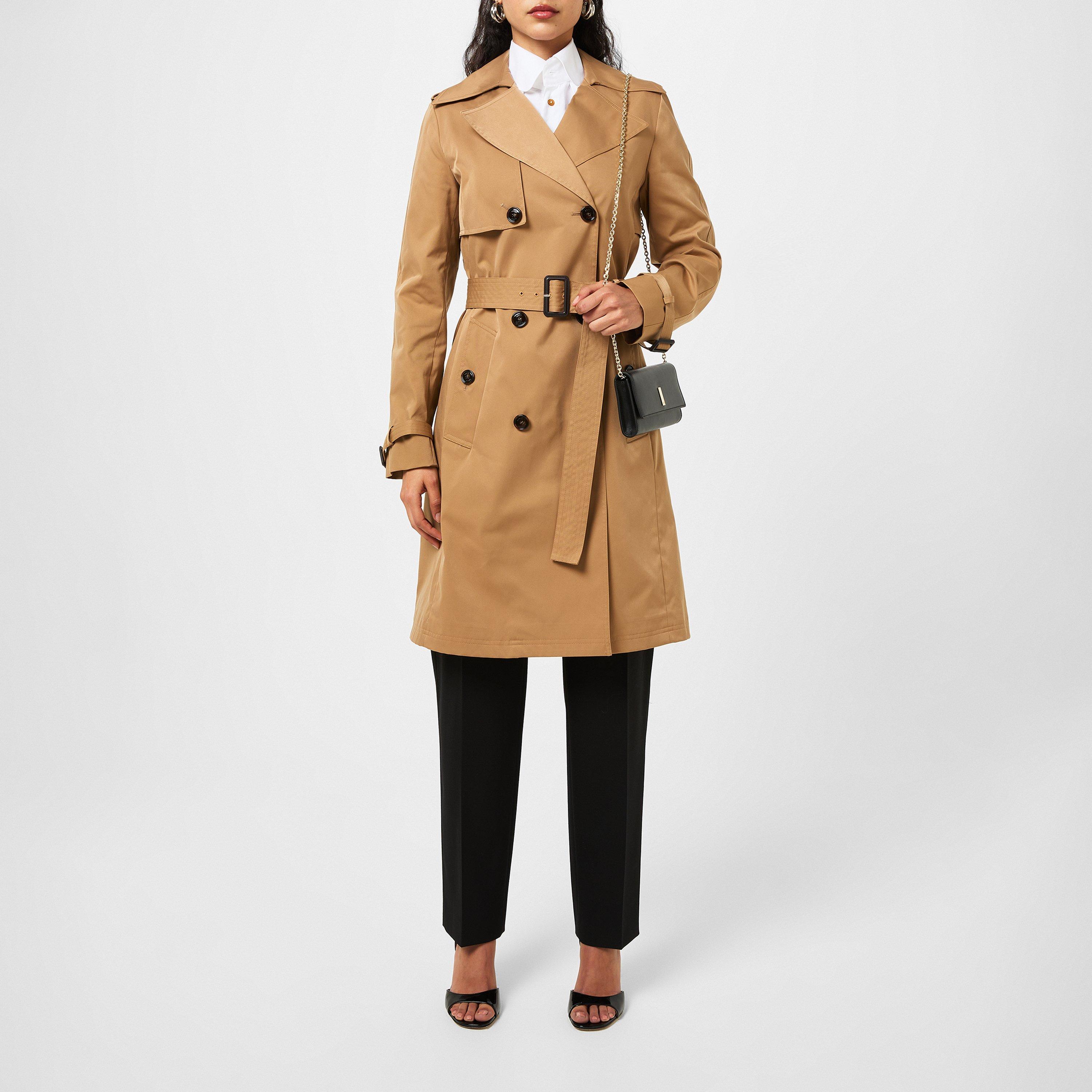 Medium Beige - Boss - Women's Conry Double Breasted Long Sleeve Trench Coat - 1