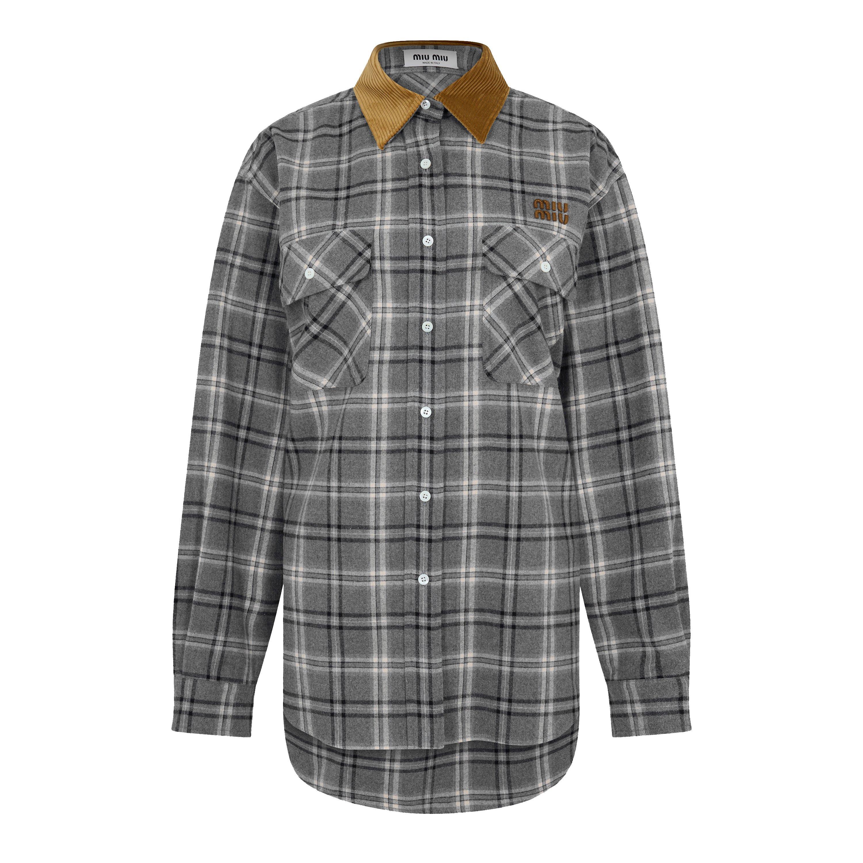 Miu Miu Women's Check Flannel Overshirt - Ardesia - Size 40 (UK 8)