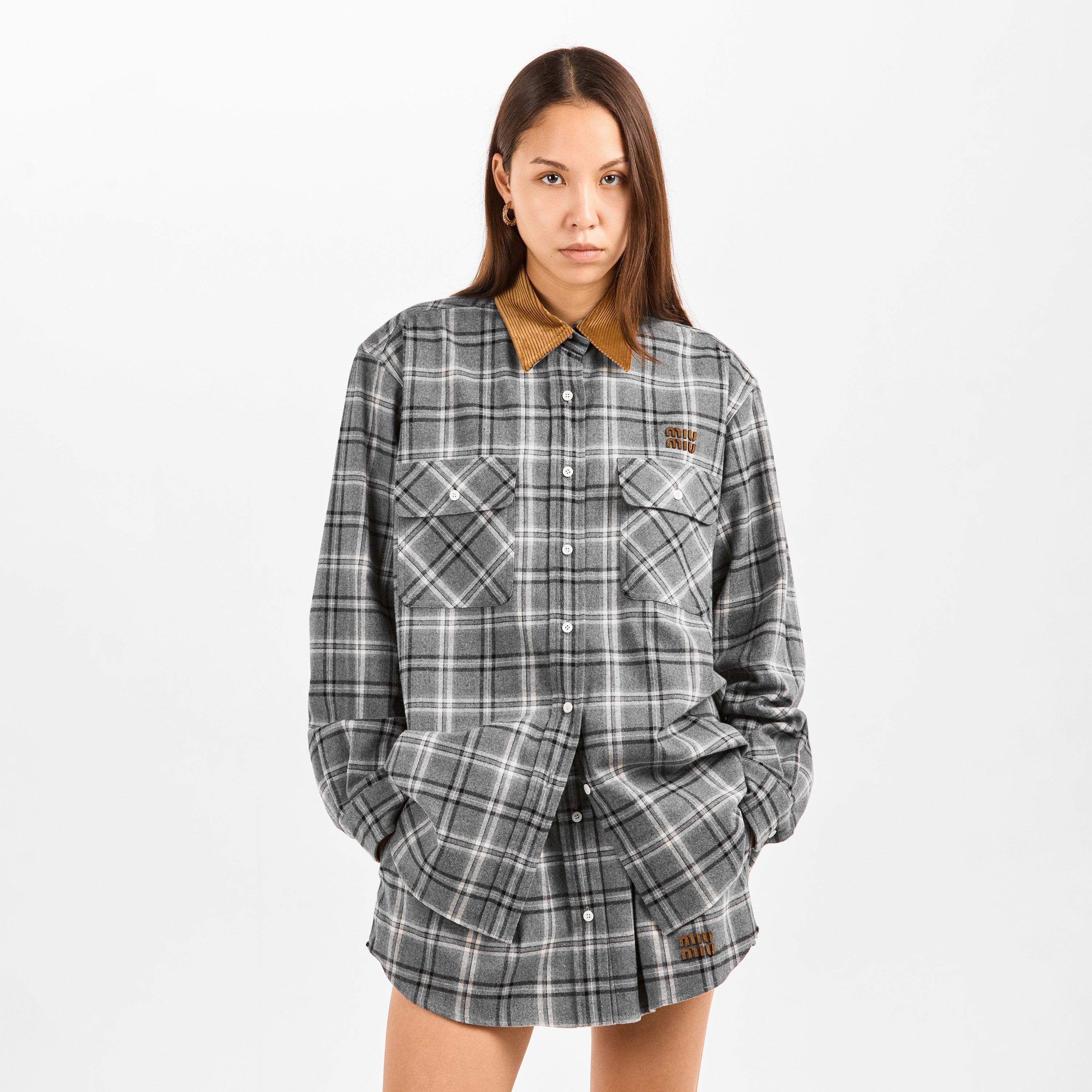Ardesia - Miu Miu - Women's Check Flannel Overshirt - 3