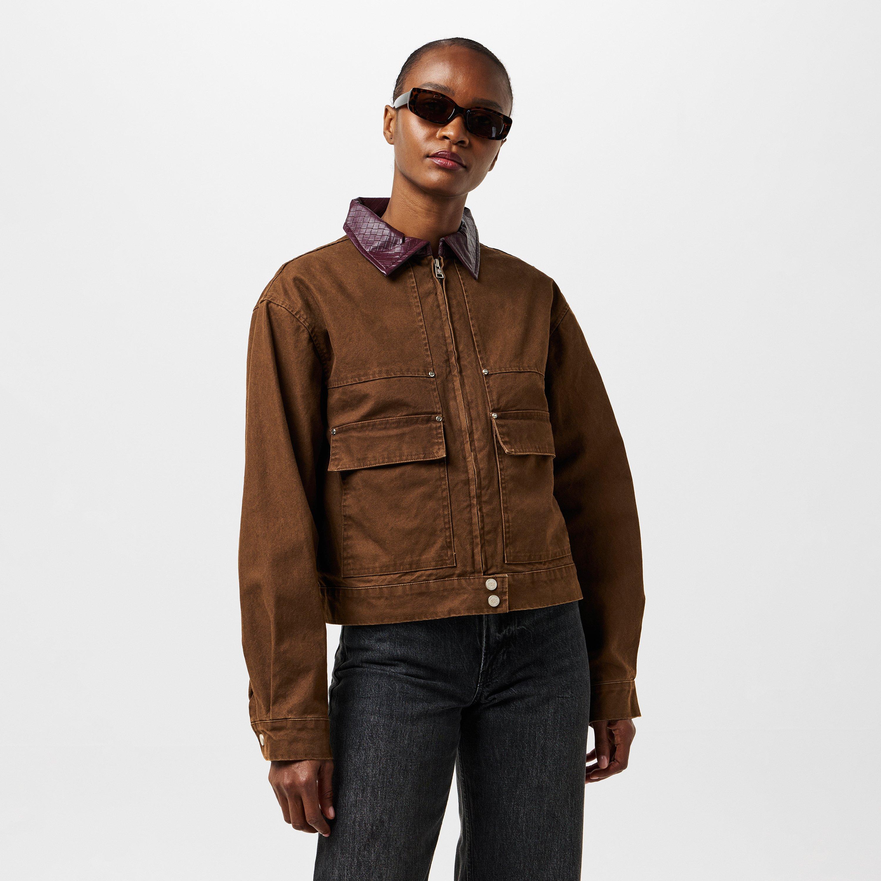 Chocolate - The Couture Club - Women's Couture Club Structured Tailored Fit Barn Jacket - 3