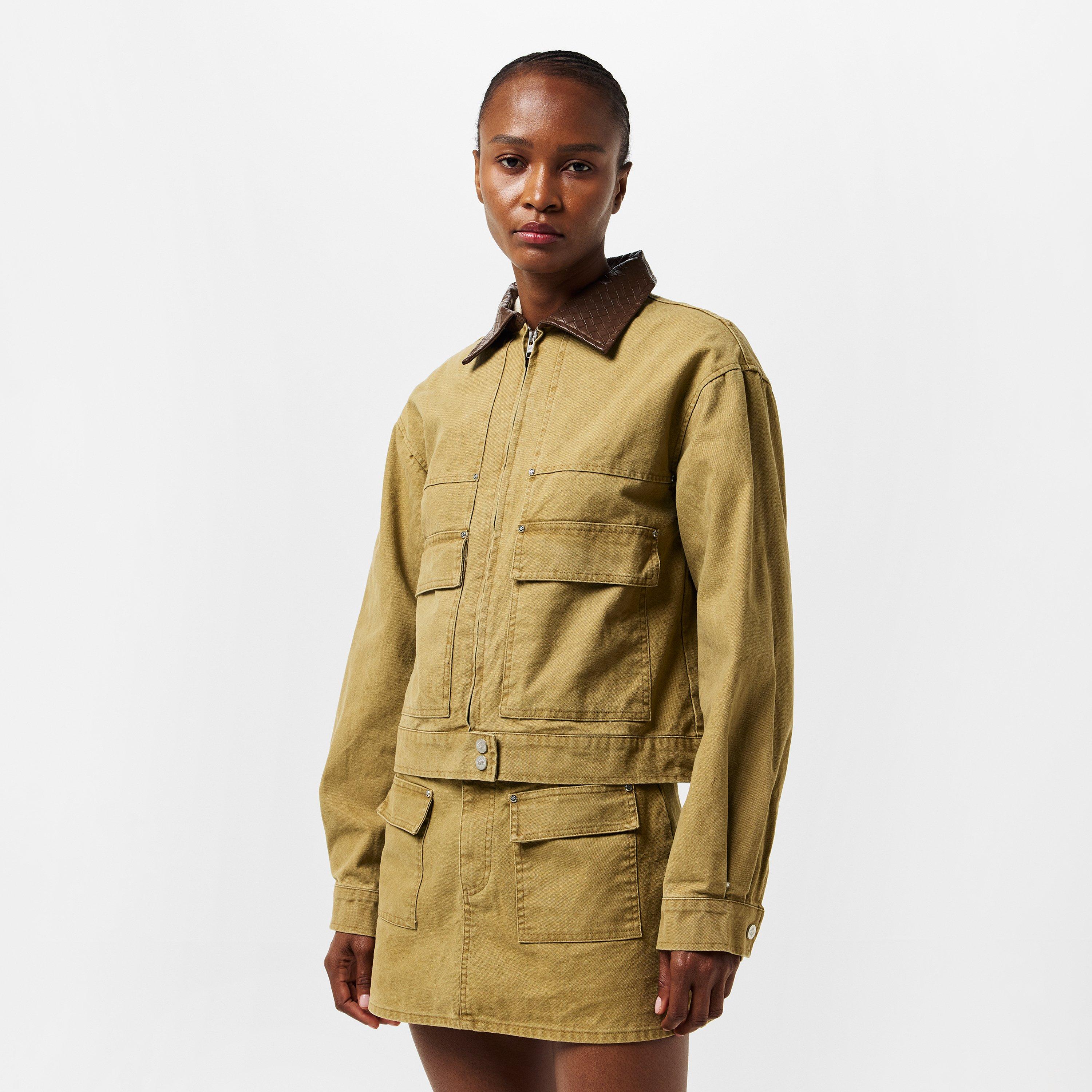 Khaki - The Couture Club - Womens Couture Club Structured Tailored Fit Barn Jacket - 3