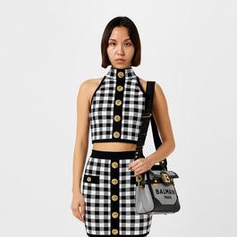 Balmain Fine Gingham Knit Tank Top