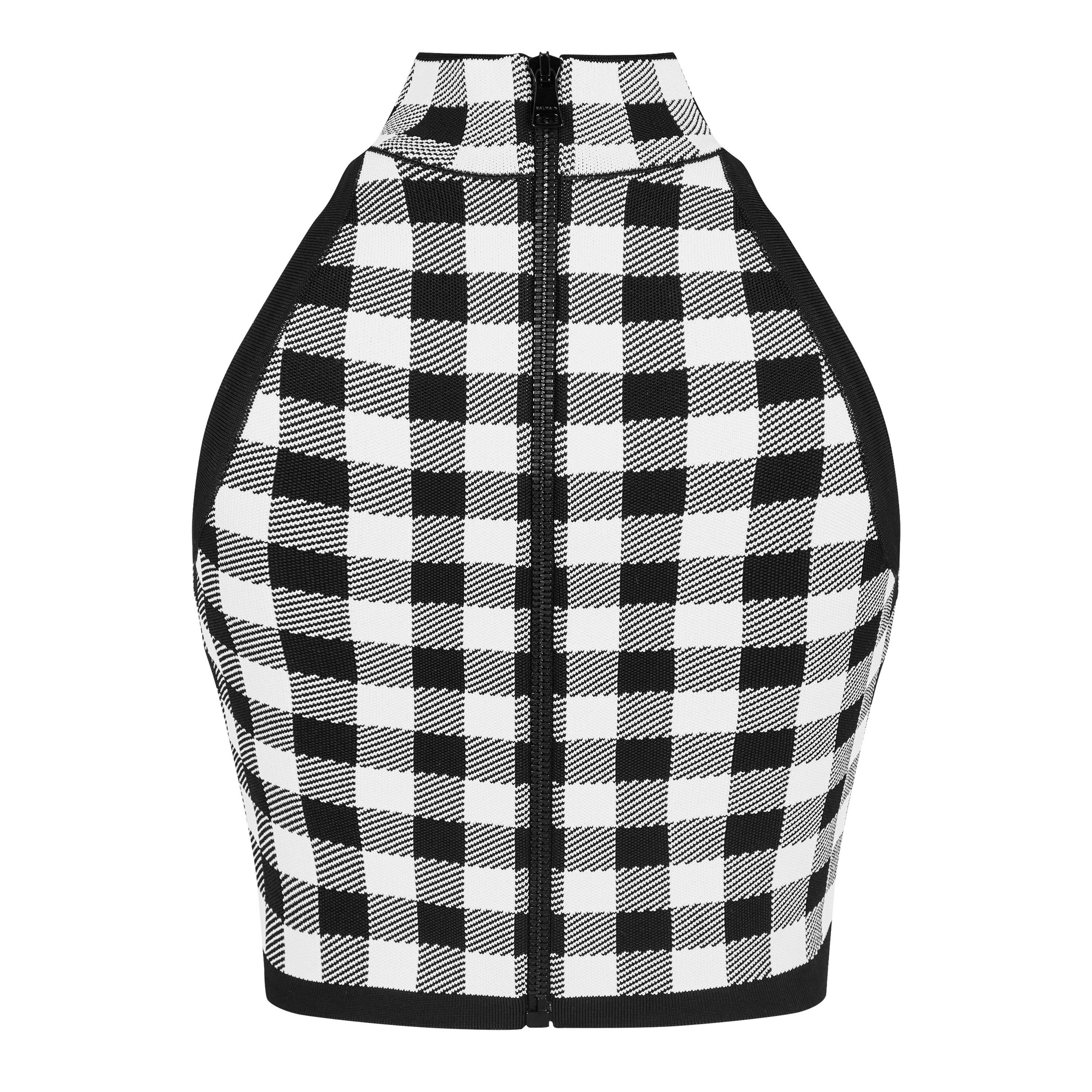 NOIR/BLANC - Balmain - Fine Gingham Knit Tank Top - 6