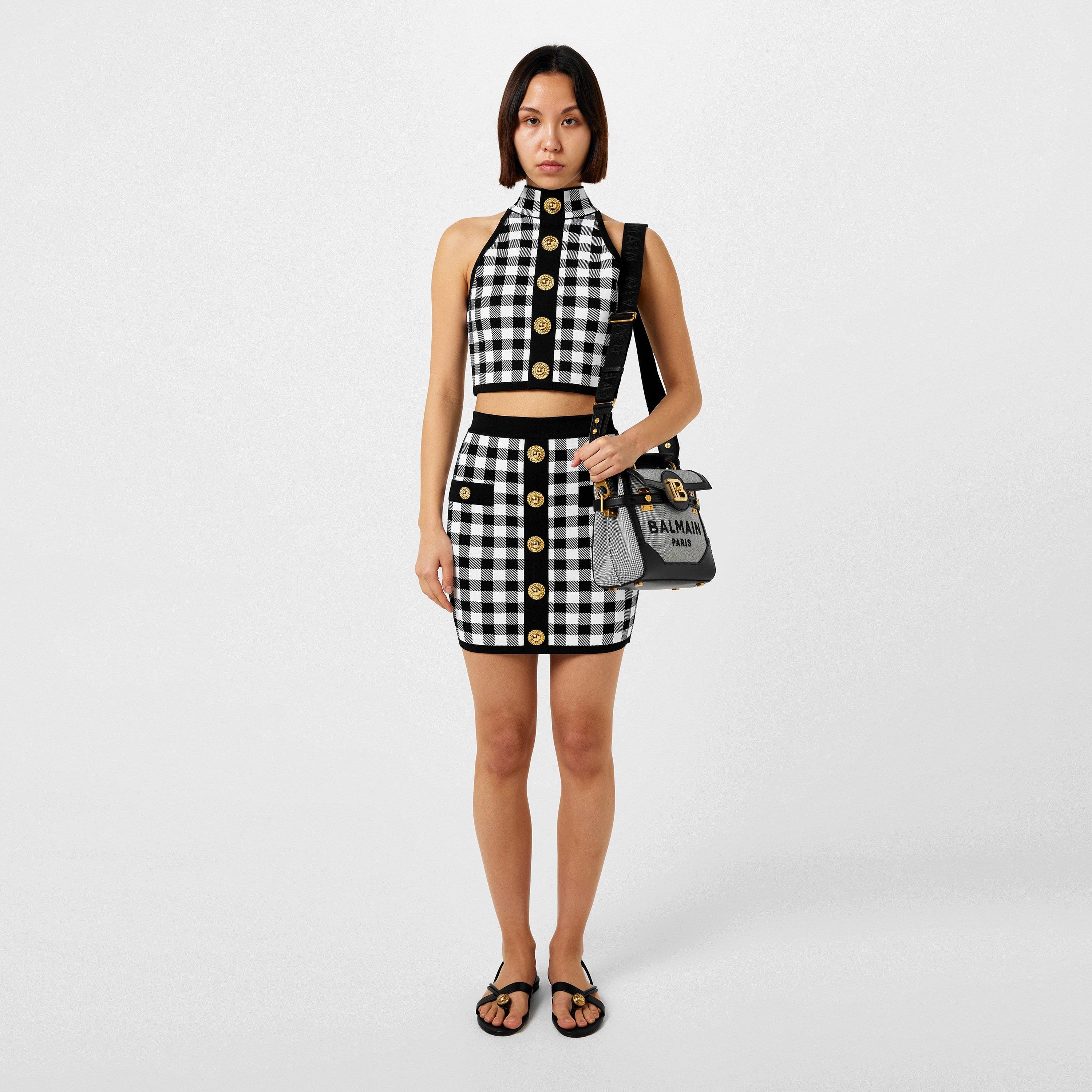 NOIR/BLANC - Balmain - Fine Gingham Knit Tank Top - 4