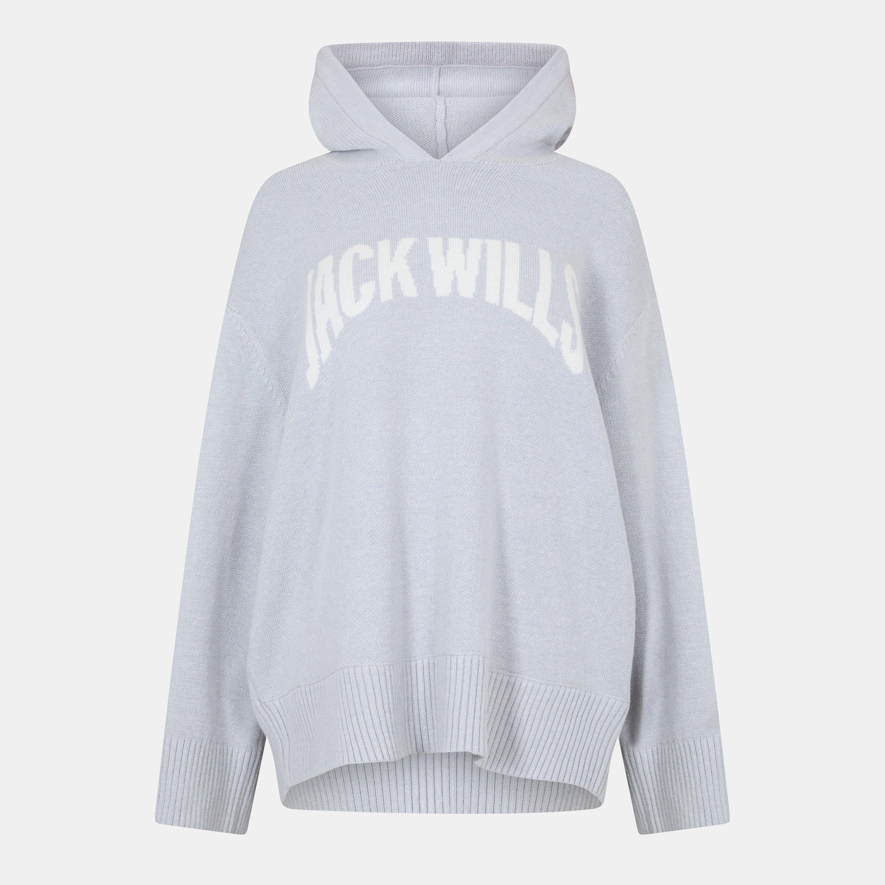 Grey Marl - Jack Wills - Women's BrandedHood Knitted Hoodie - 1