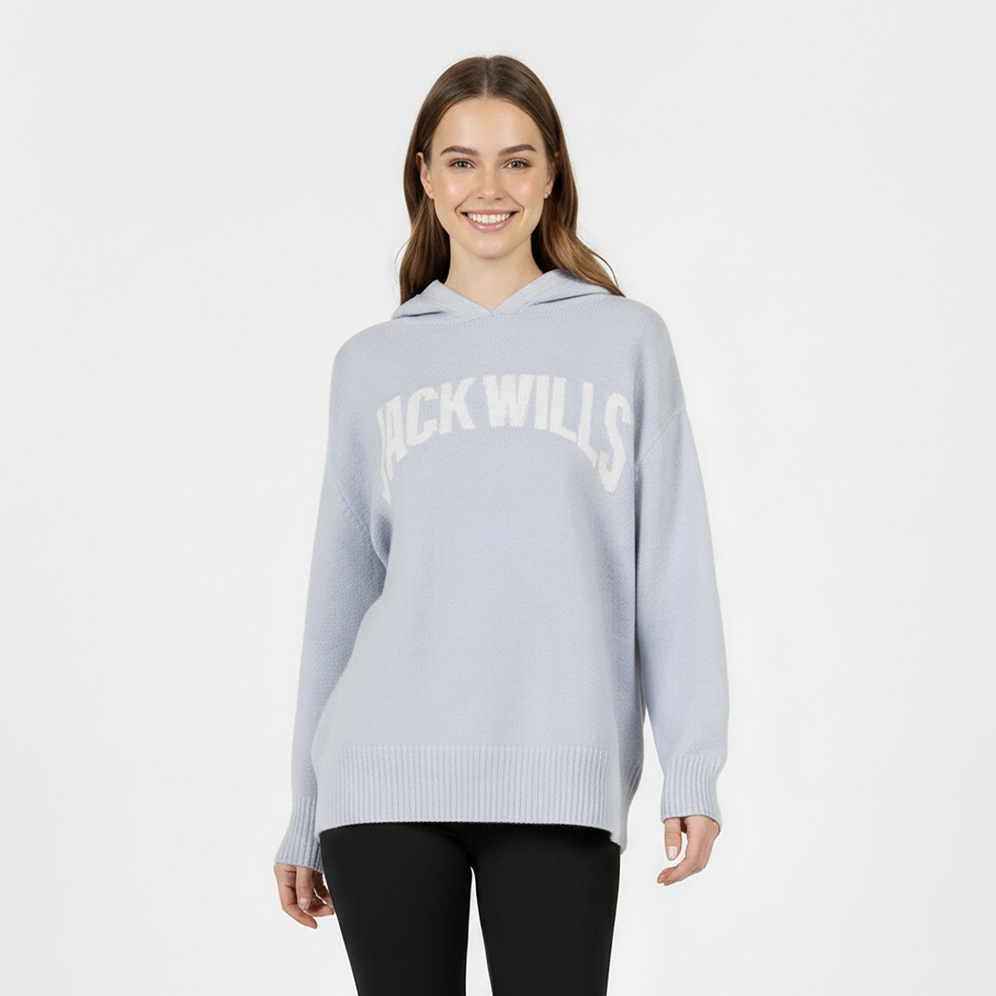 Grey Marl - Jack Wills - Women's BrandedHood Knitted Hoodie - 3