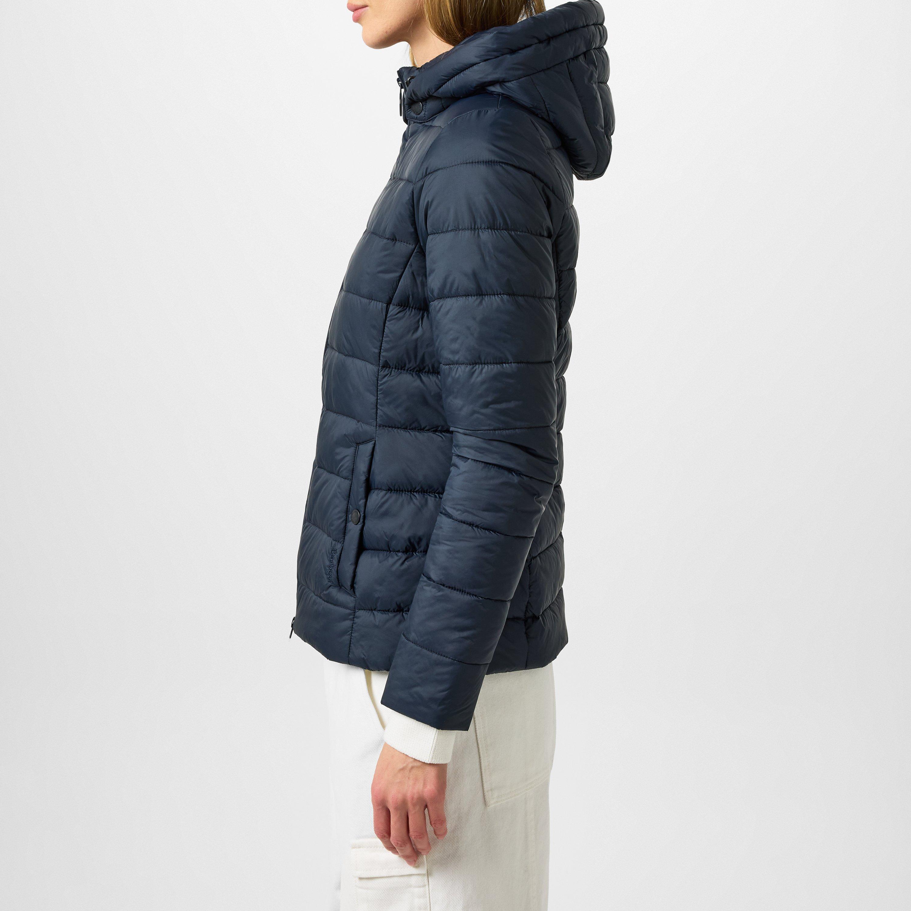 Dark Navy - Barbour - Women's Shaw Quilted Detachable Hood Long Sleeve Short Puffer Jacket - 2