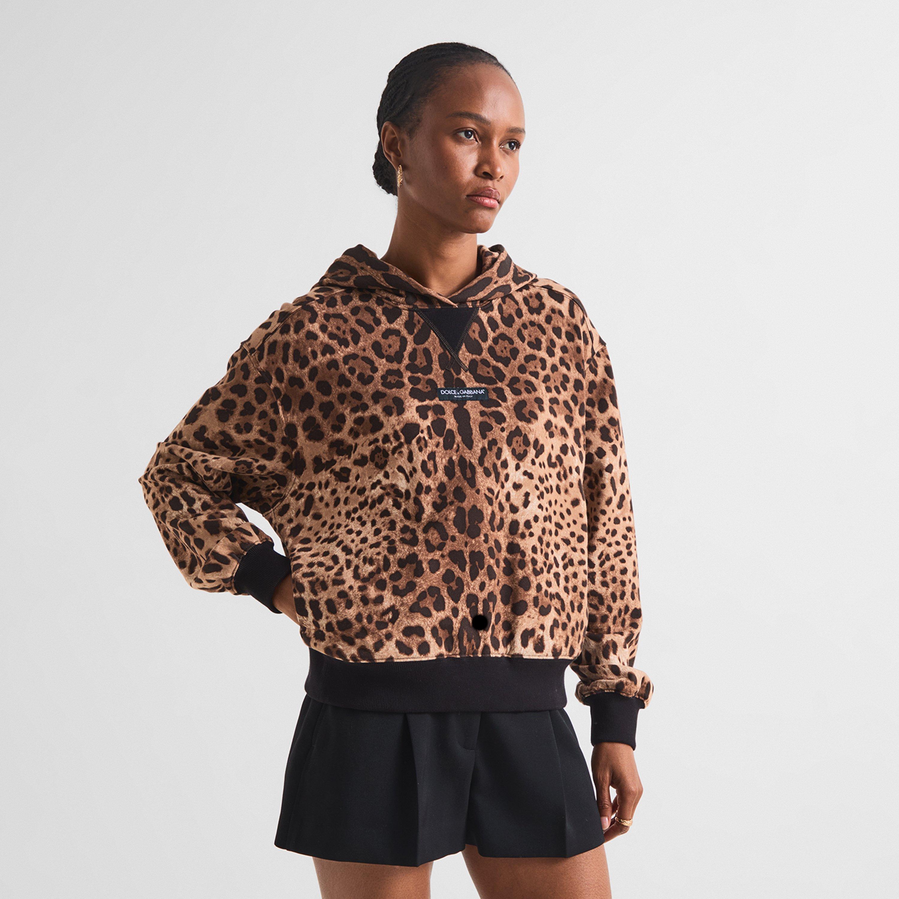 Leo - Dolce and Gabbana - Women's Over the Head Cotton Animal Print Oversized-Fit Hoodie - 3
