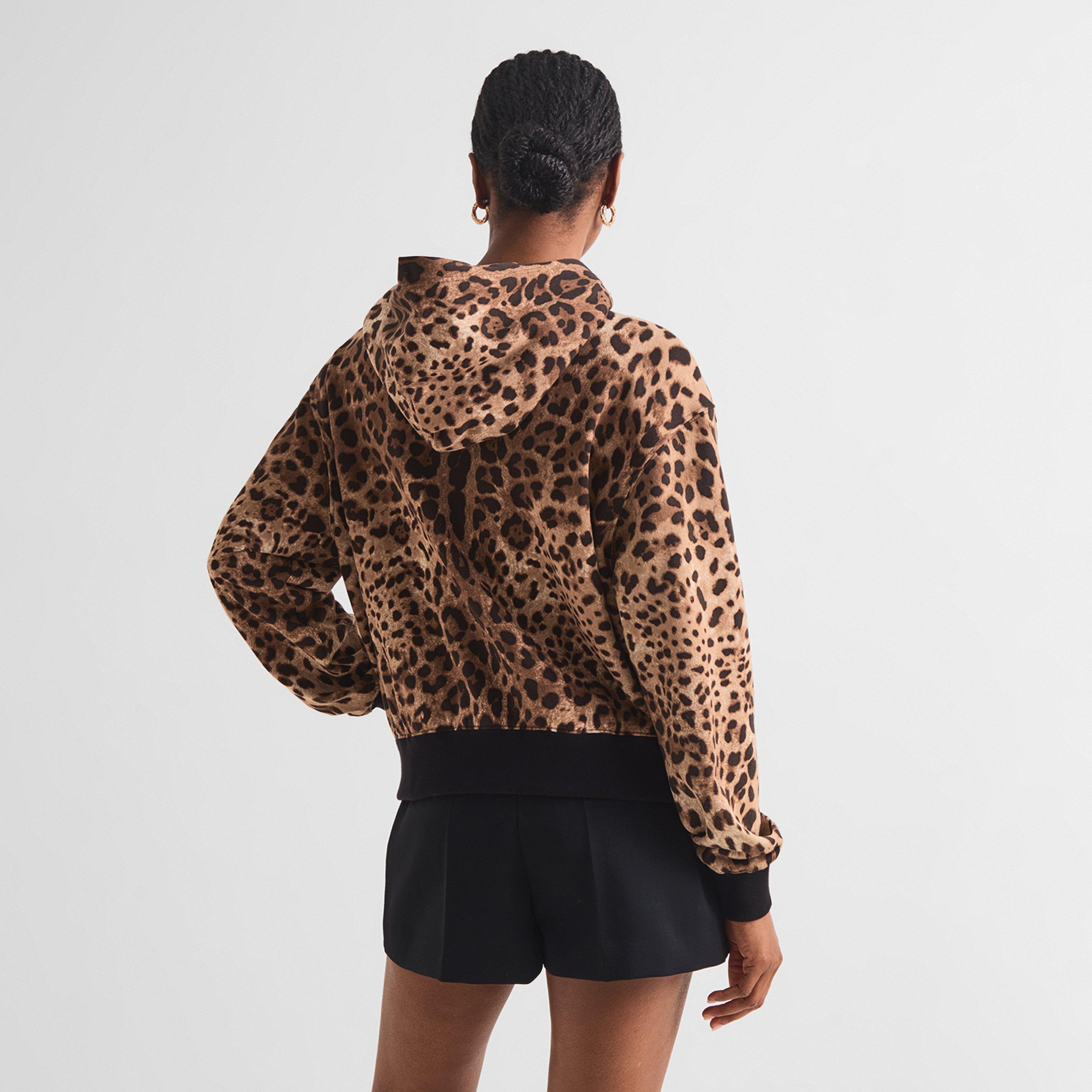 Leo - Dolce and Gabbana - Women's Over the Head Cotton Animal Print Oversized-Fit Hoodie - 4