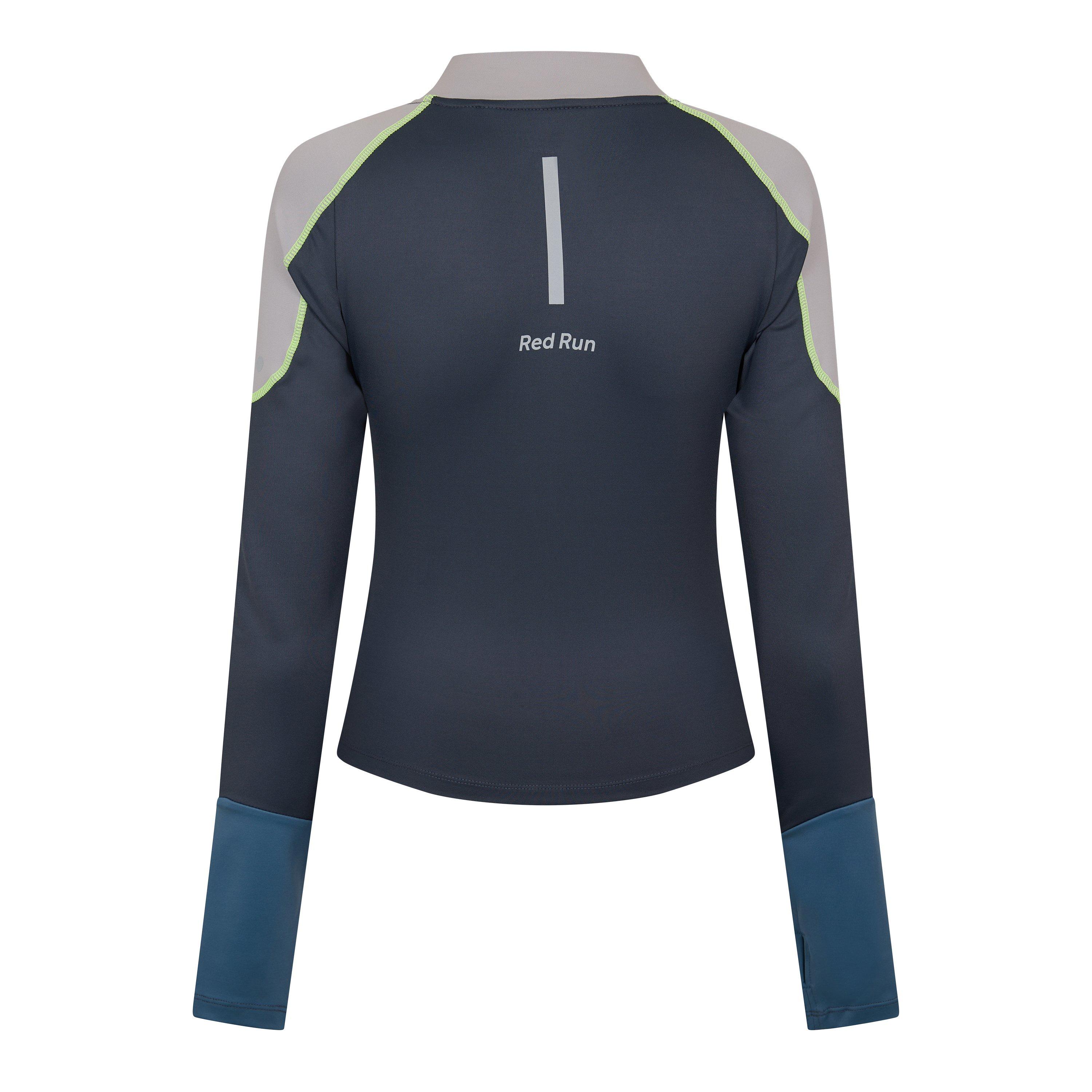 Charcoal - Red Run - Womens Full Zip Technical Top - 2