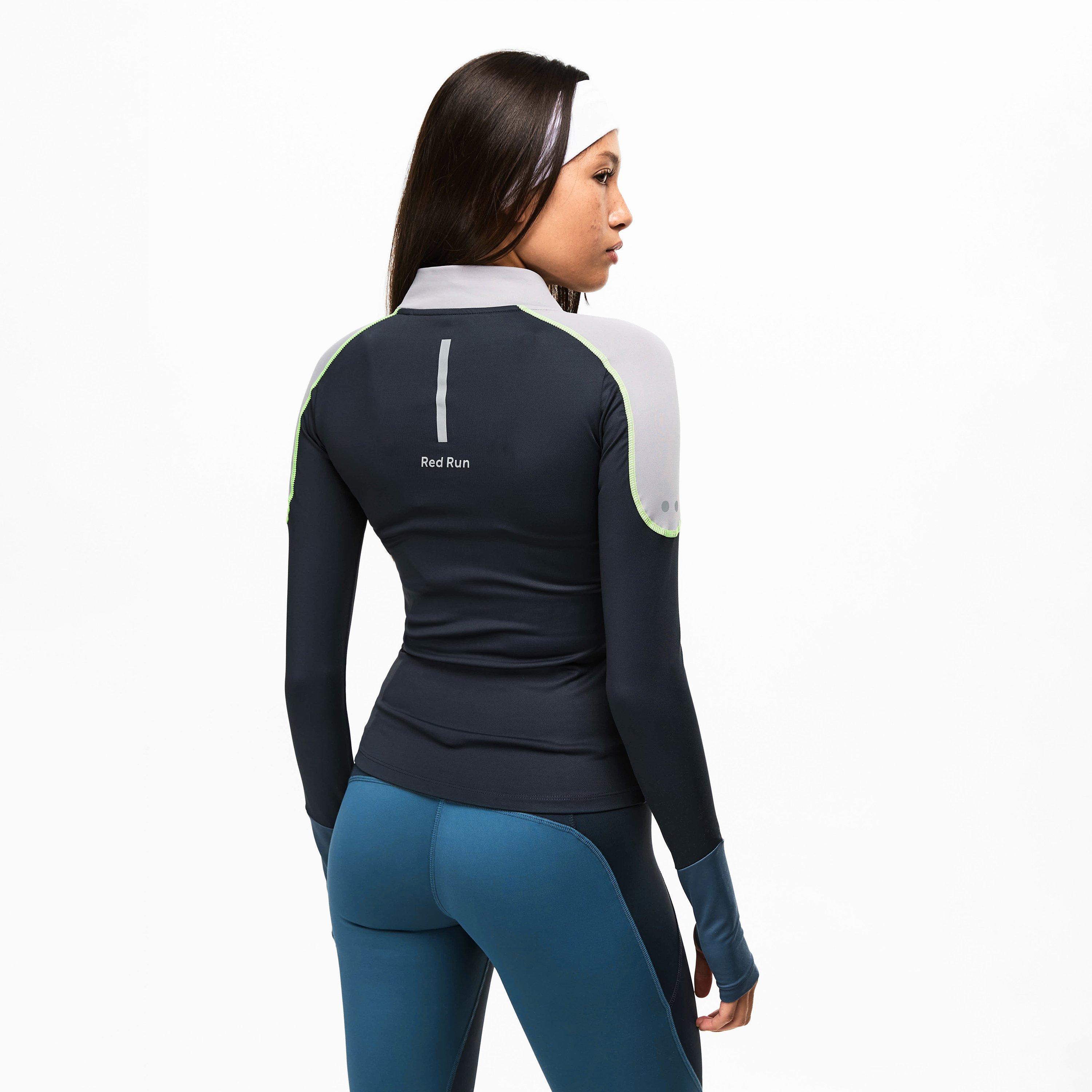 Charcoal - Red Run - Womens Full Zip Technical Top - 4