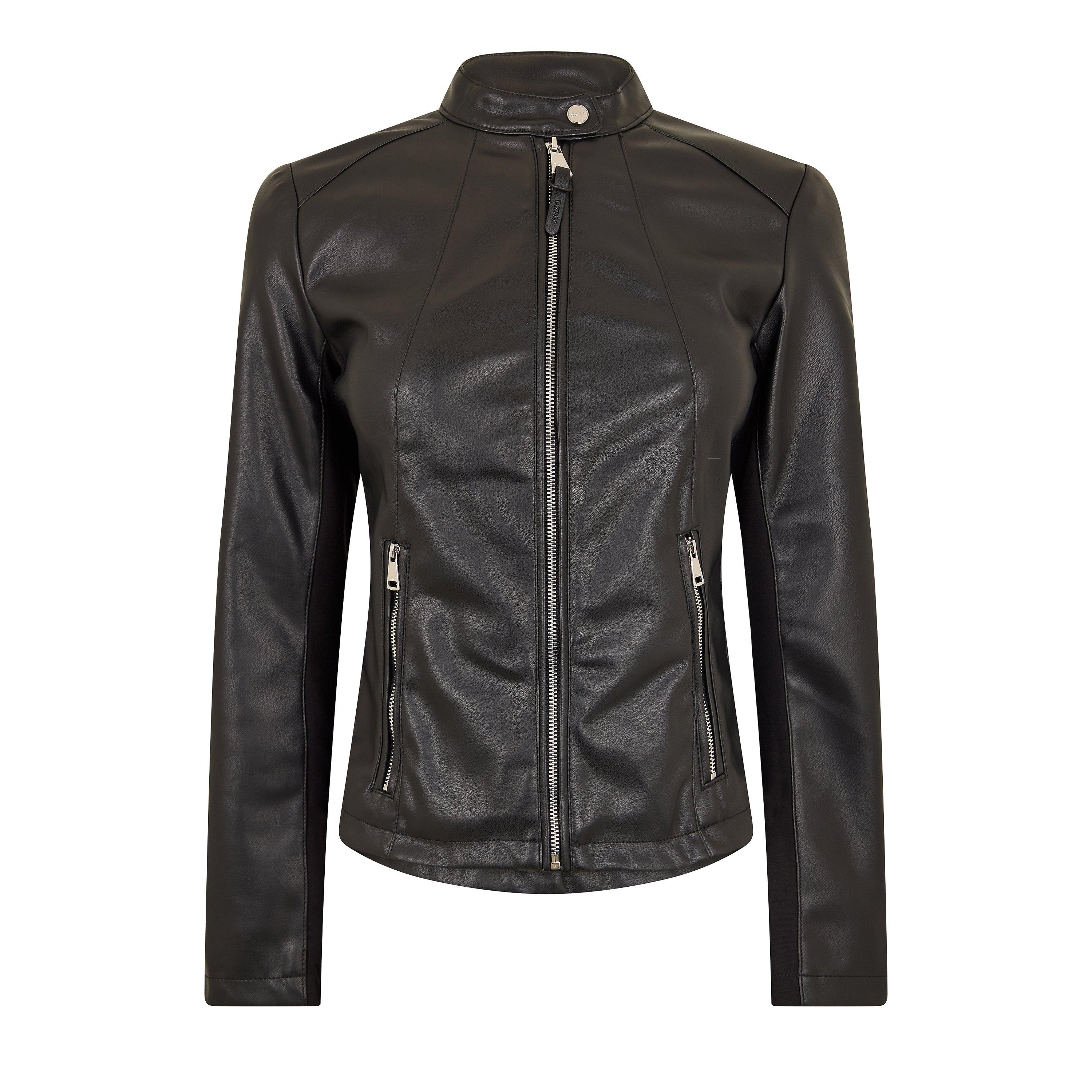 Black - DKNY - Women's Faux Leather Jacket - 1