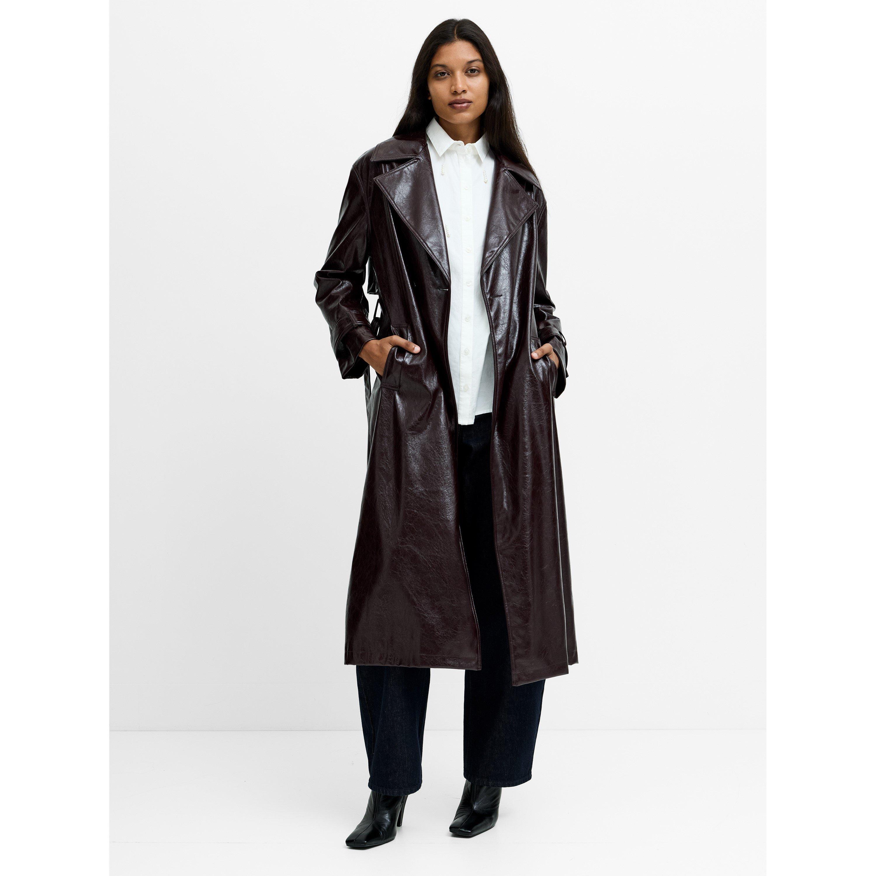 804-DARK CHERRY - French Connection - Women's Athene Faux Leather Trench Coat - 2