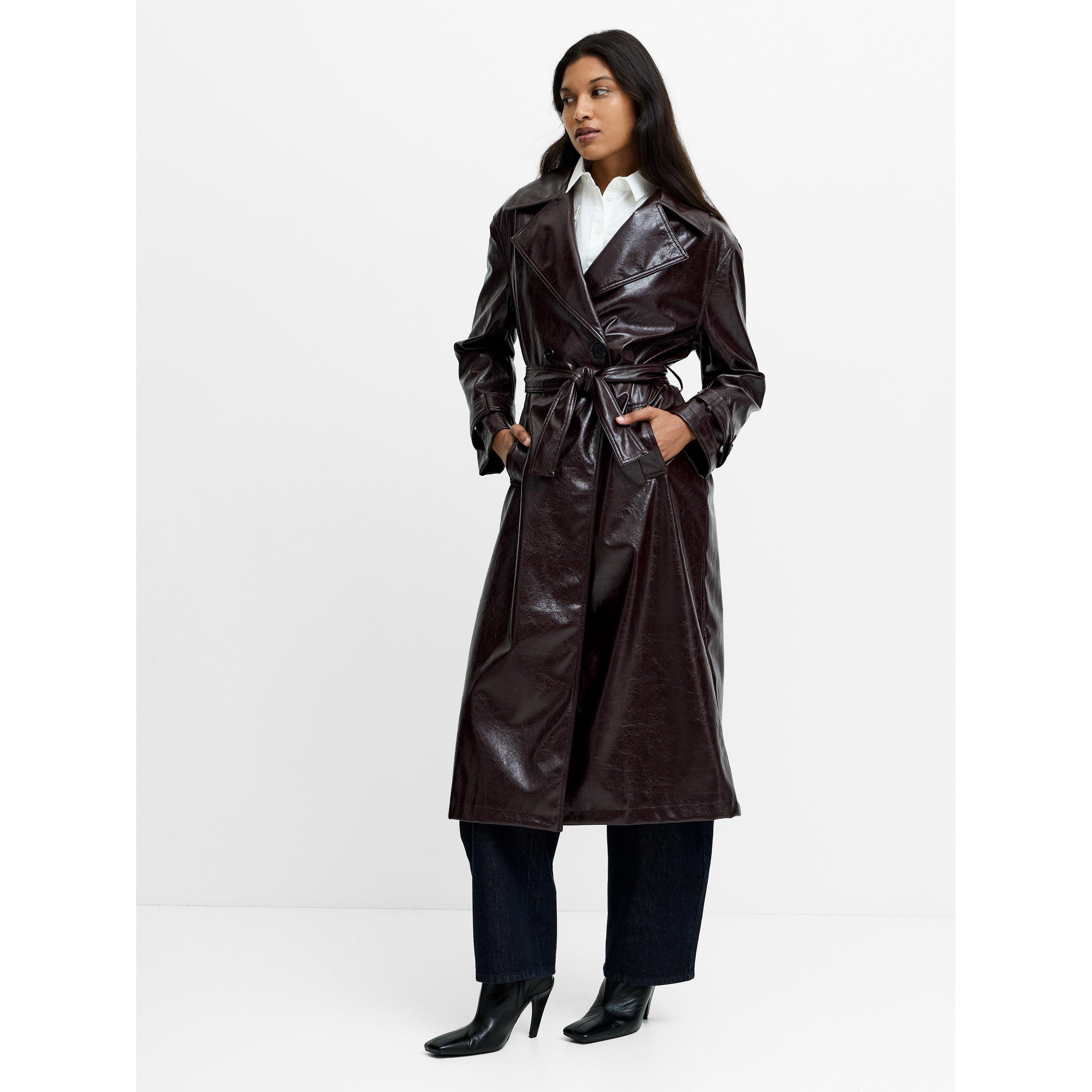 804-DARK CHERRY - French Connection - Women's Athene Faux Leather Trench Coat - 3