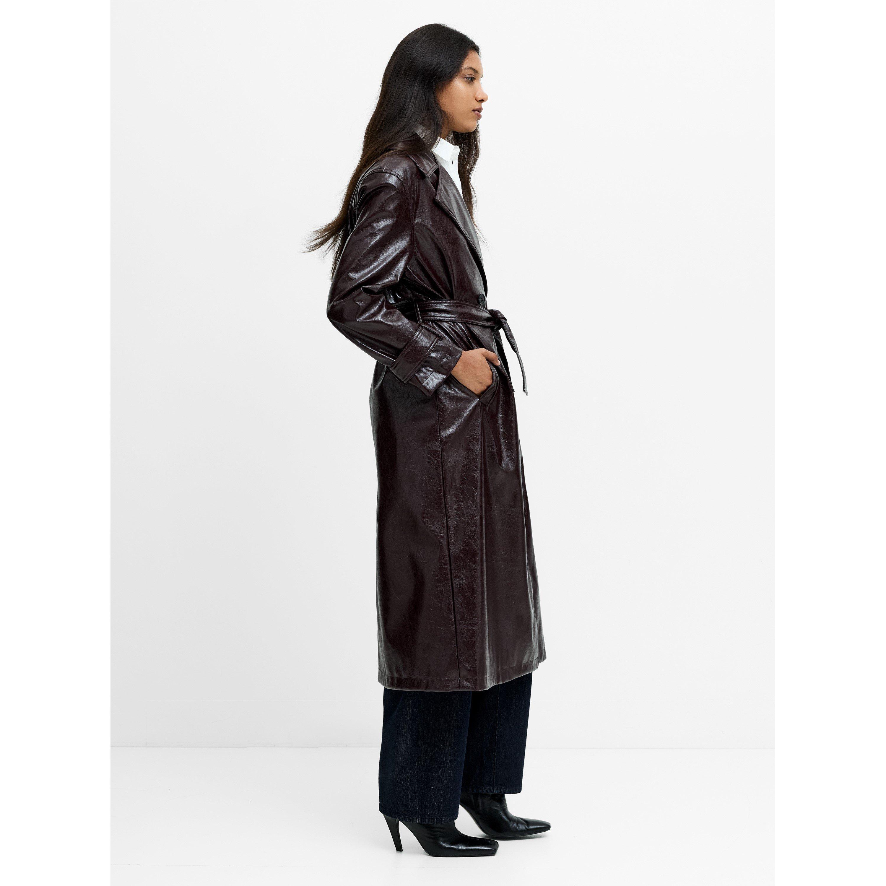 804-DARK CHERRY - French Connection - Women's Athene Faux Leather Trench Coat - 4