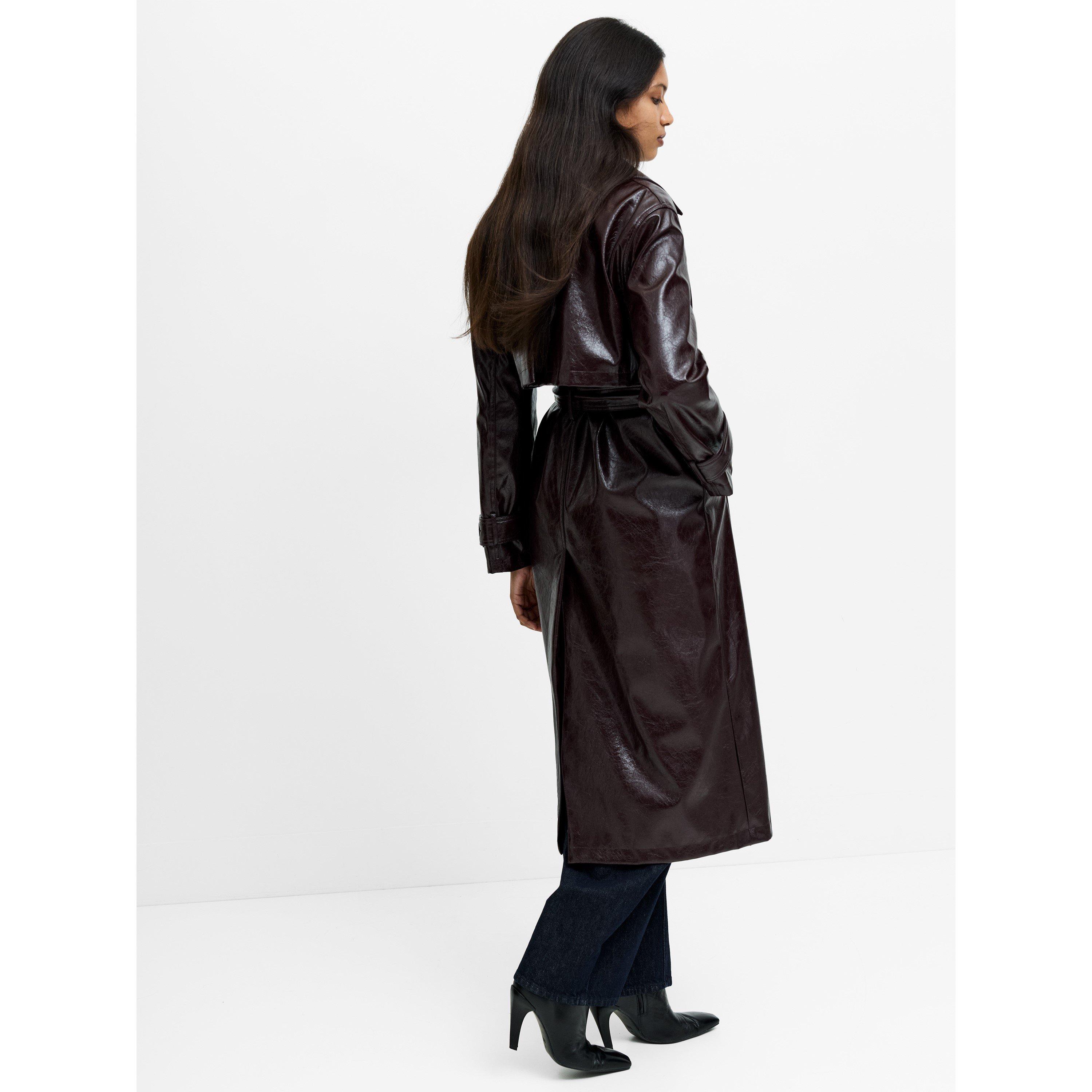 804-DARK CHERRY - French Connection - Women's Athene Faux Leather Trench Coat - 5