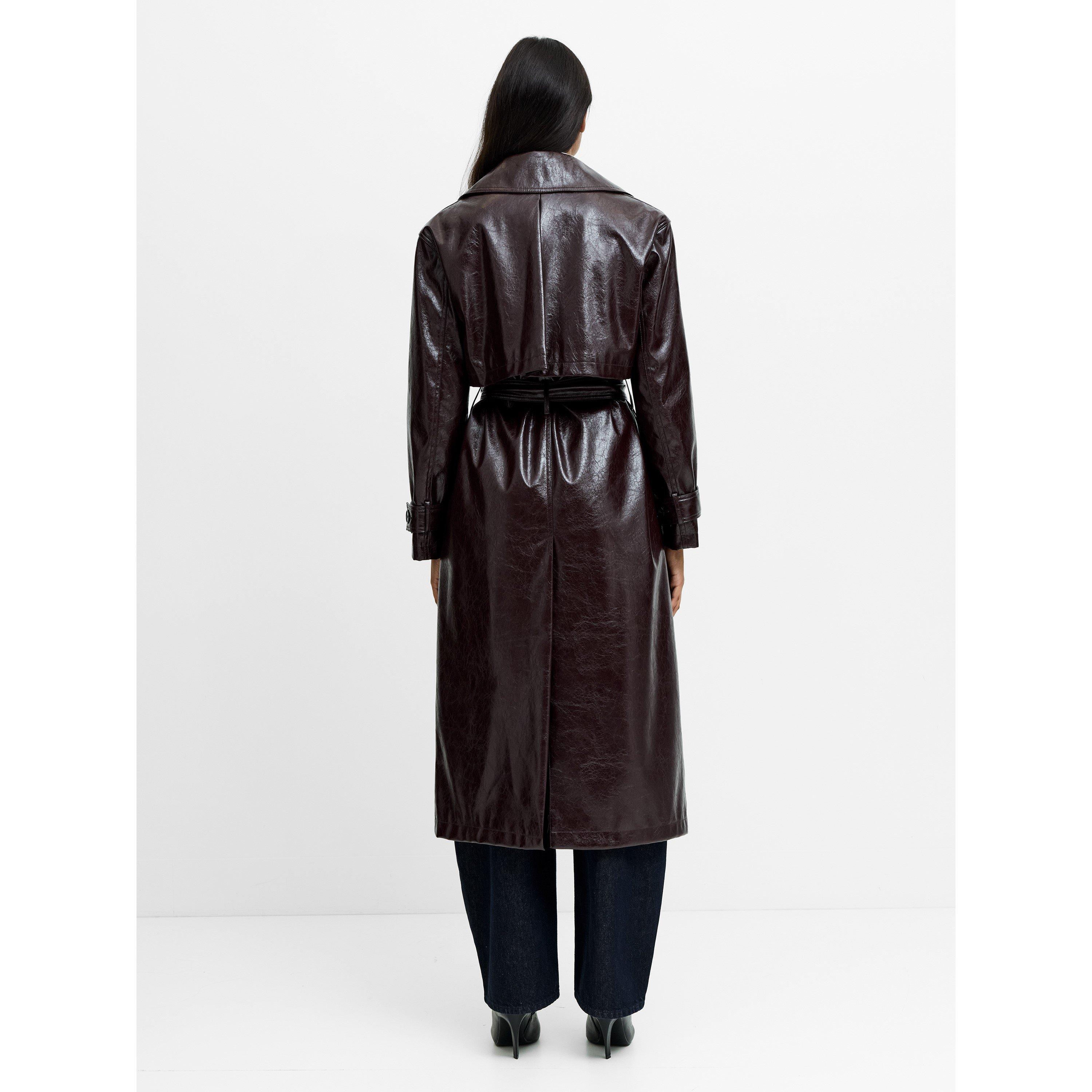 804-DARK CHERRY - French Connection - Women's Athene Faux Leather Trench Coat - 6