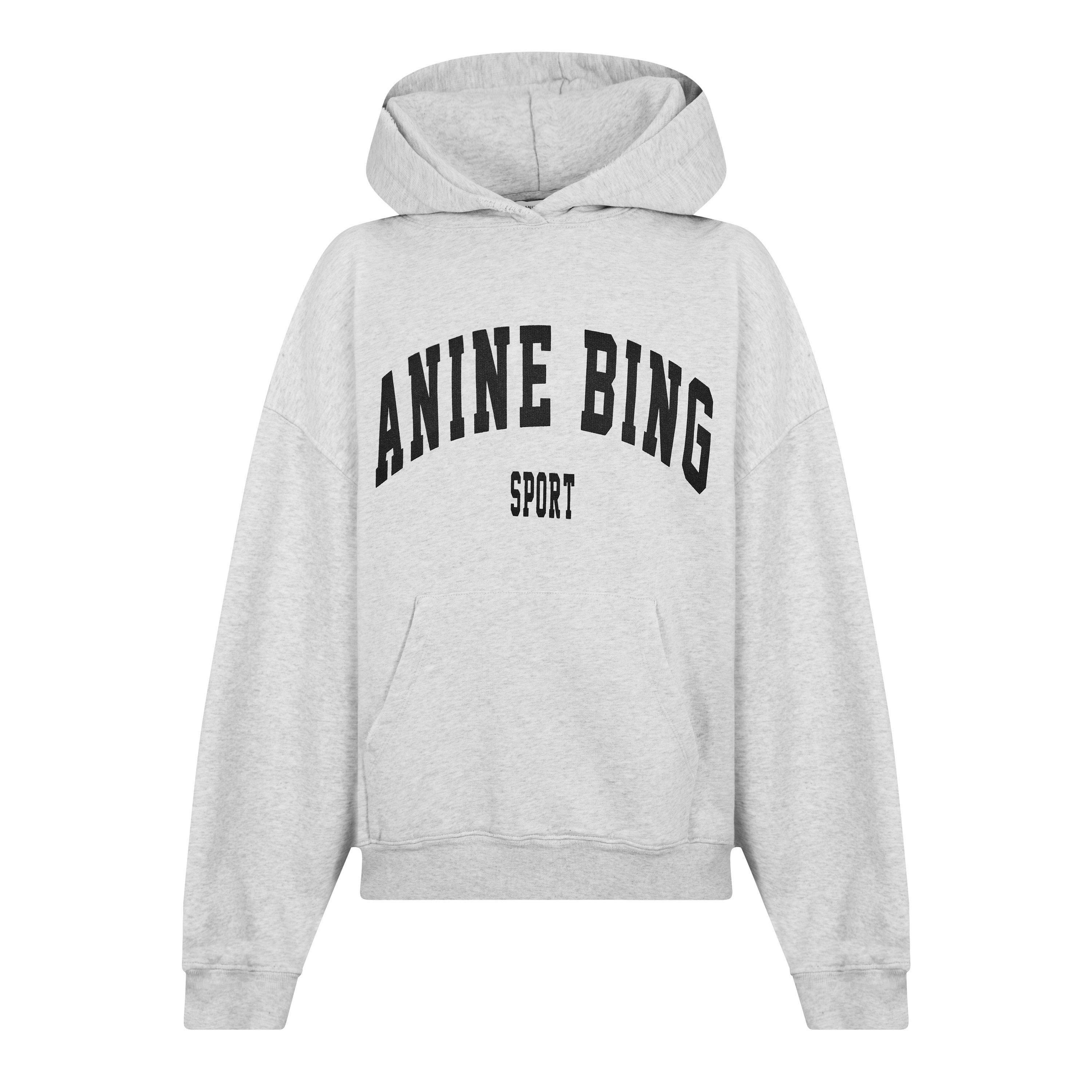 Grey Melange - Anine Bing - Women's Sport Cotton Long Sleeve Oversized Hoodie - 7