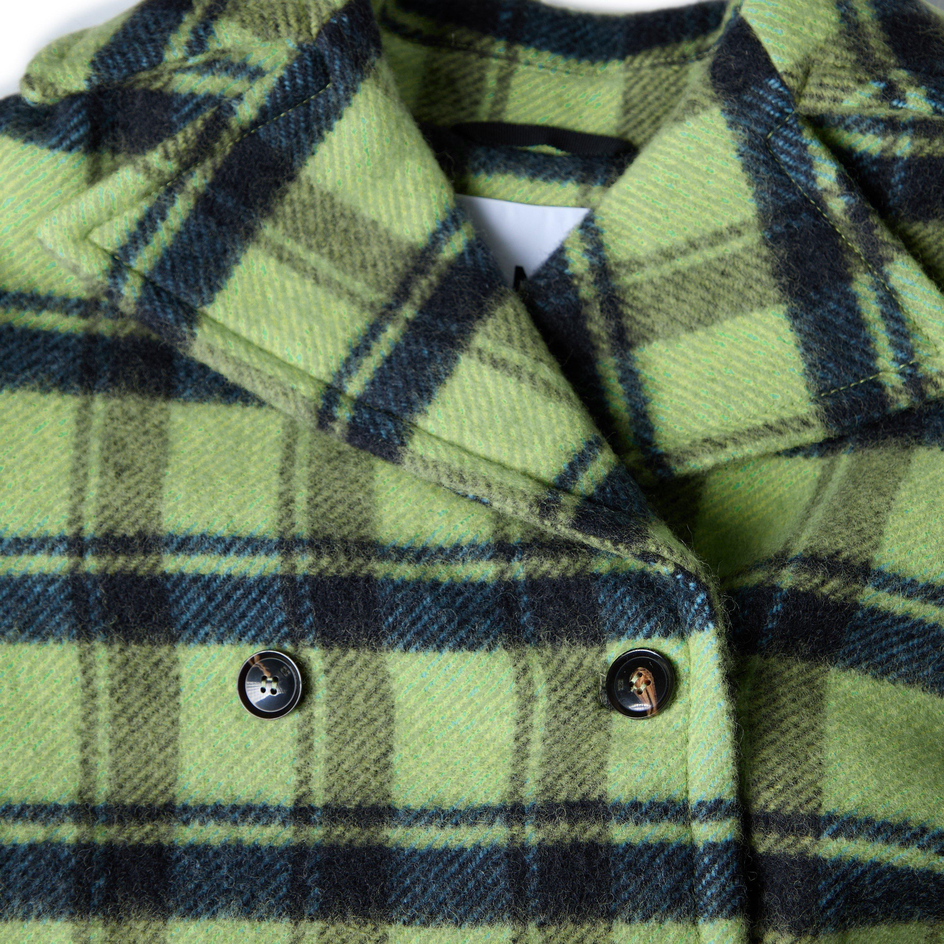 Lime Sherbet - Ganni - Women's Brushed Wool Check Teddy Coat - 5