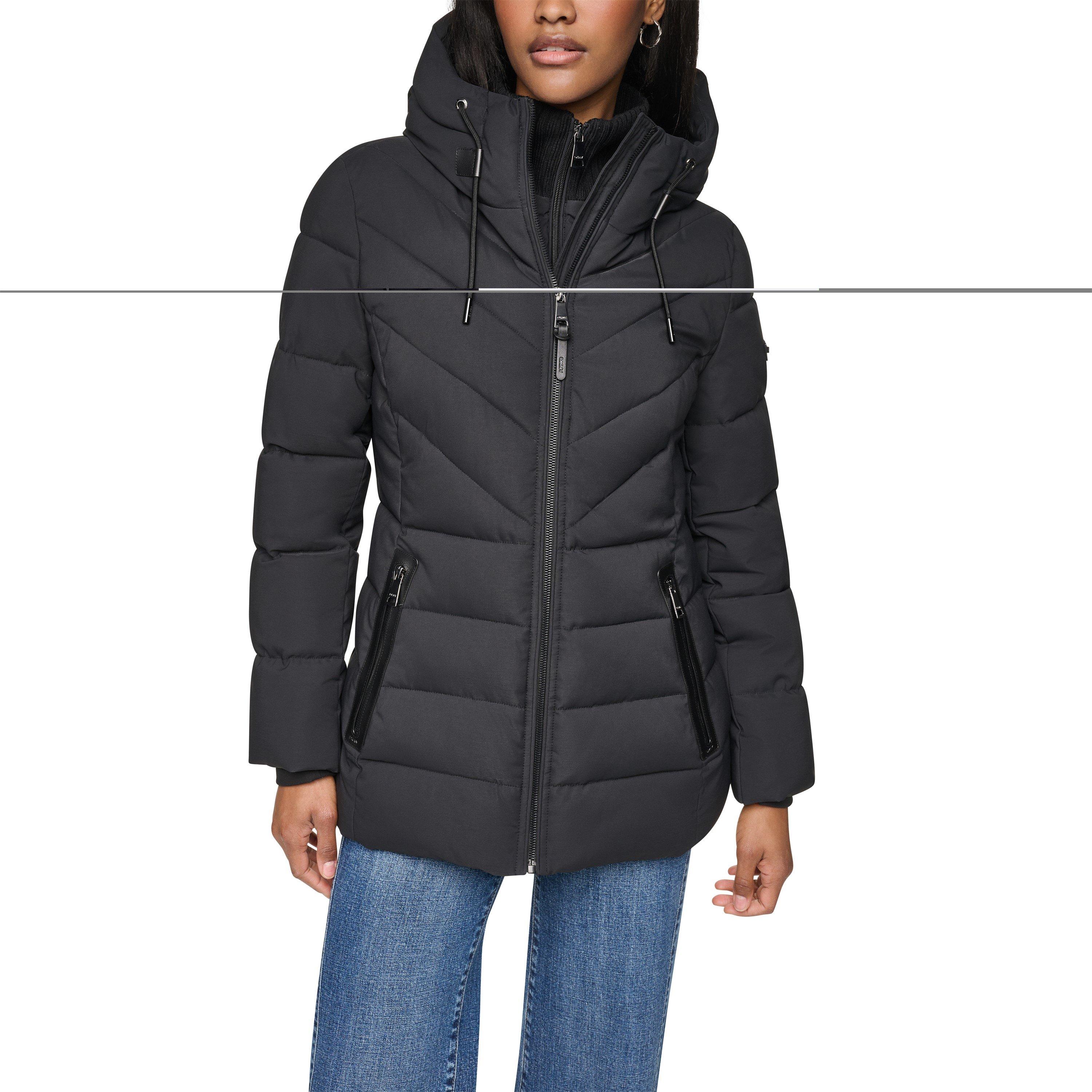 Black - DKNY - Women's Belted Short Quilted Jacket - 2