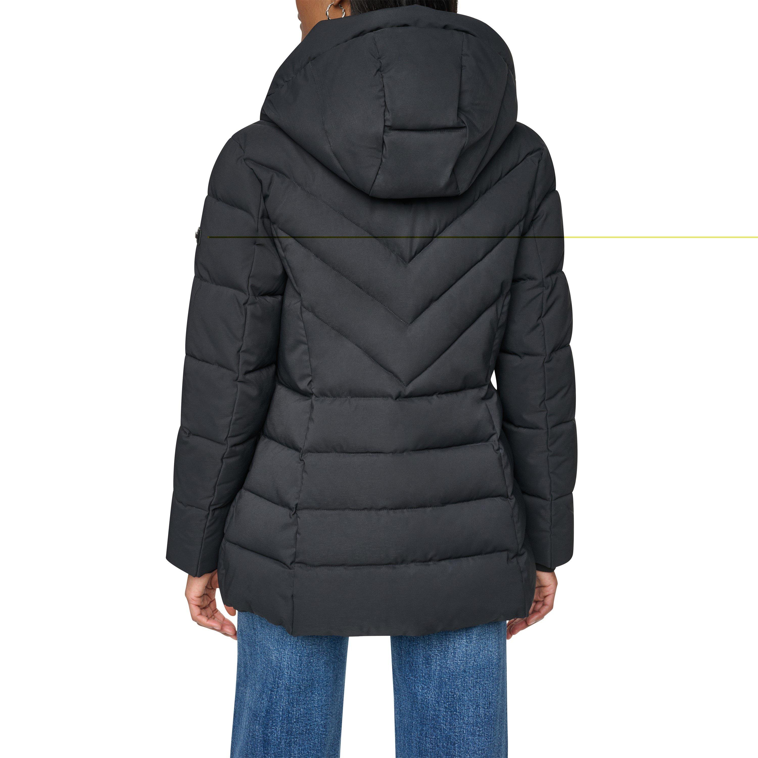 Black - DKNY - Women's Belted Short Quilted Jacket - 3