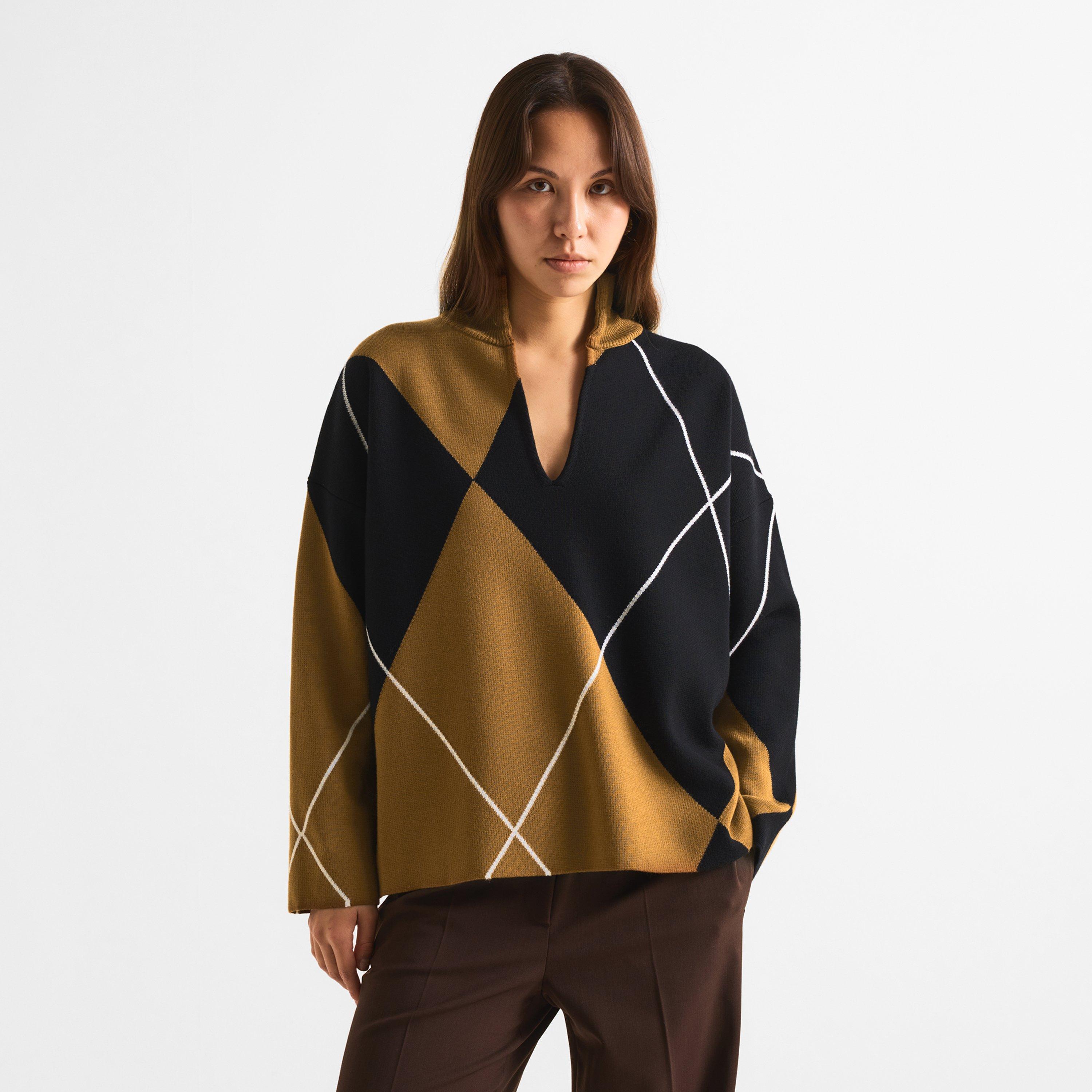 Tobacco Argail - Max Mara - Women's Mxmsala Wool Crew Sweater - 3