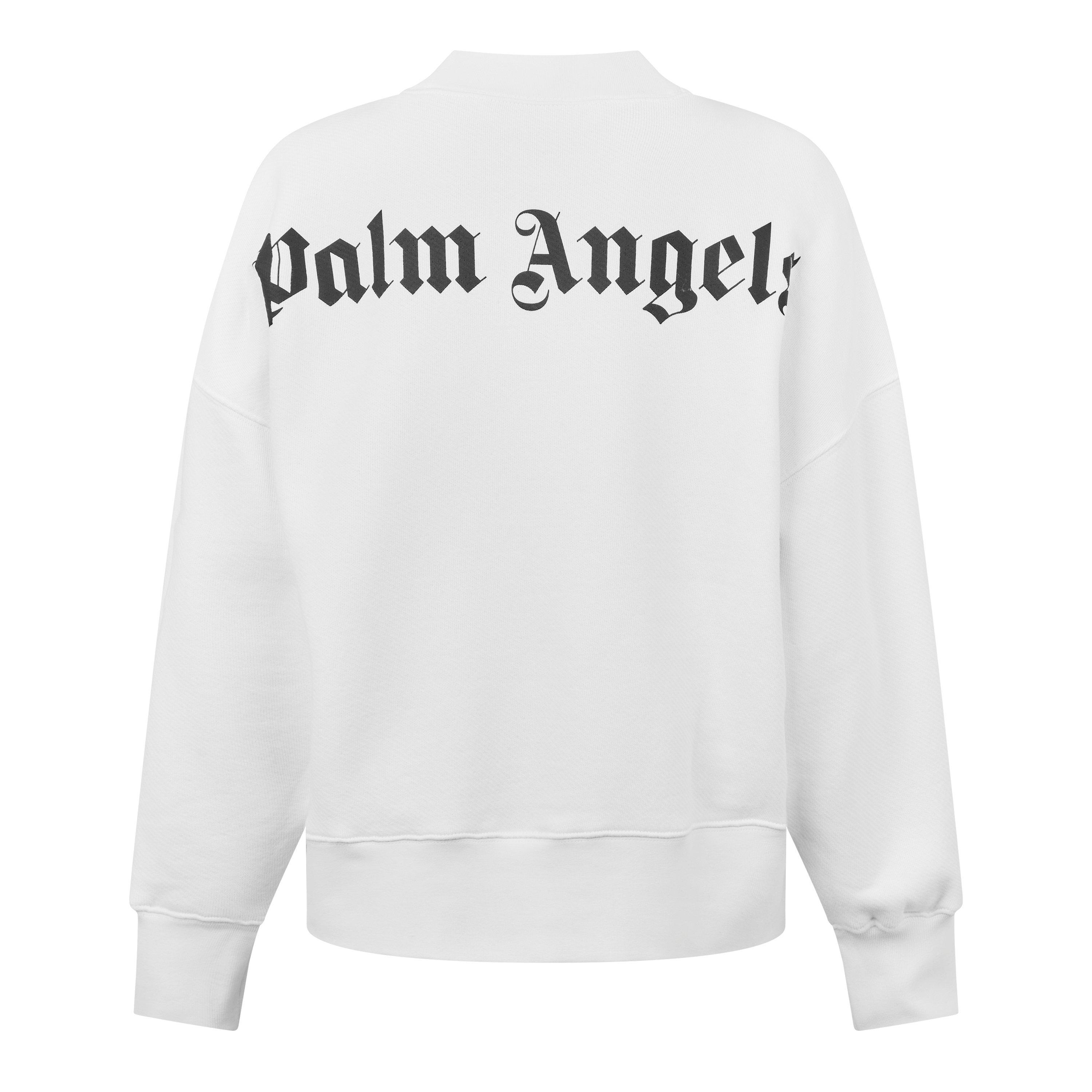 Hvid/Sort - Palm Angels - Classic Curved Logo Crew-Neck Sweater Ladies - 2