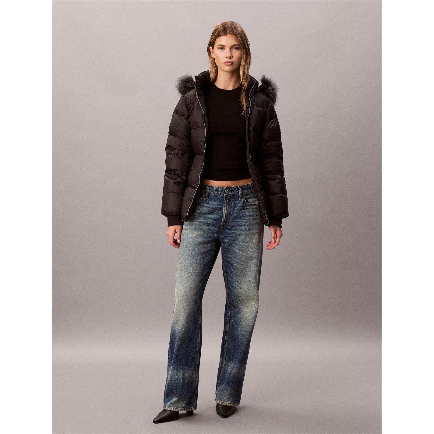 Calvin Klein Jeans Women's Quilted Medium Puffer Jacket - Black - 8 (XS)