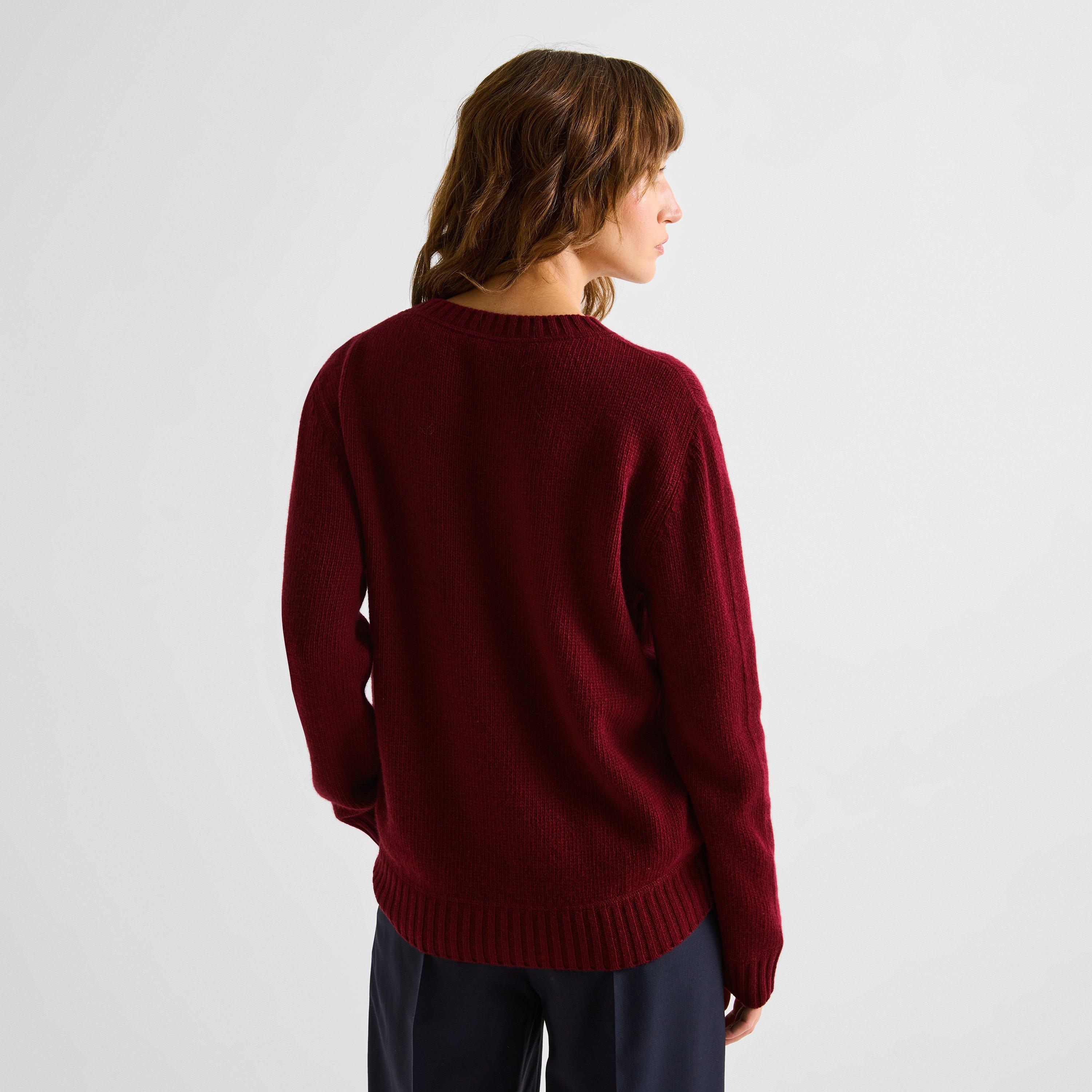 Amaranto - Prada - Women's Logo Cashmere Wool Long-Sleeve Crew Sweater - 4