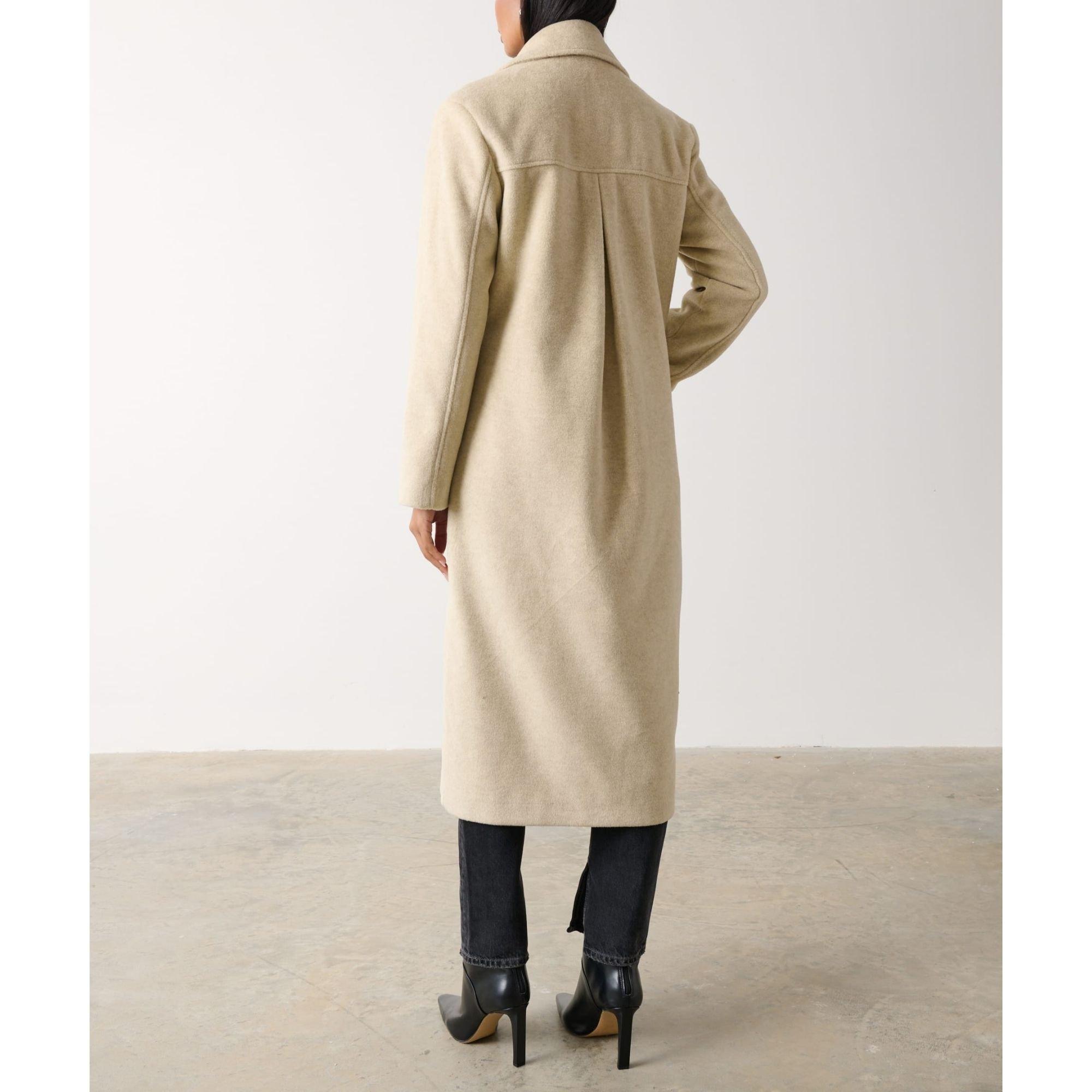 Oatmeal - Pretty Lavish - Women's Ezra Boxy Collared Long-Sleeve Oversized Fit Overcoat - 3