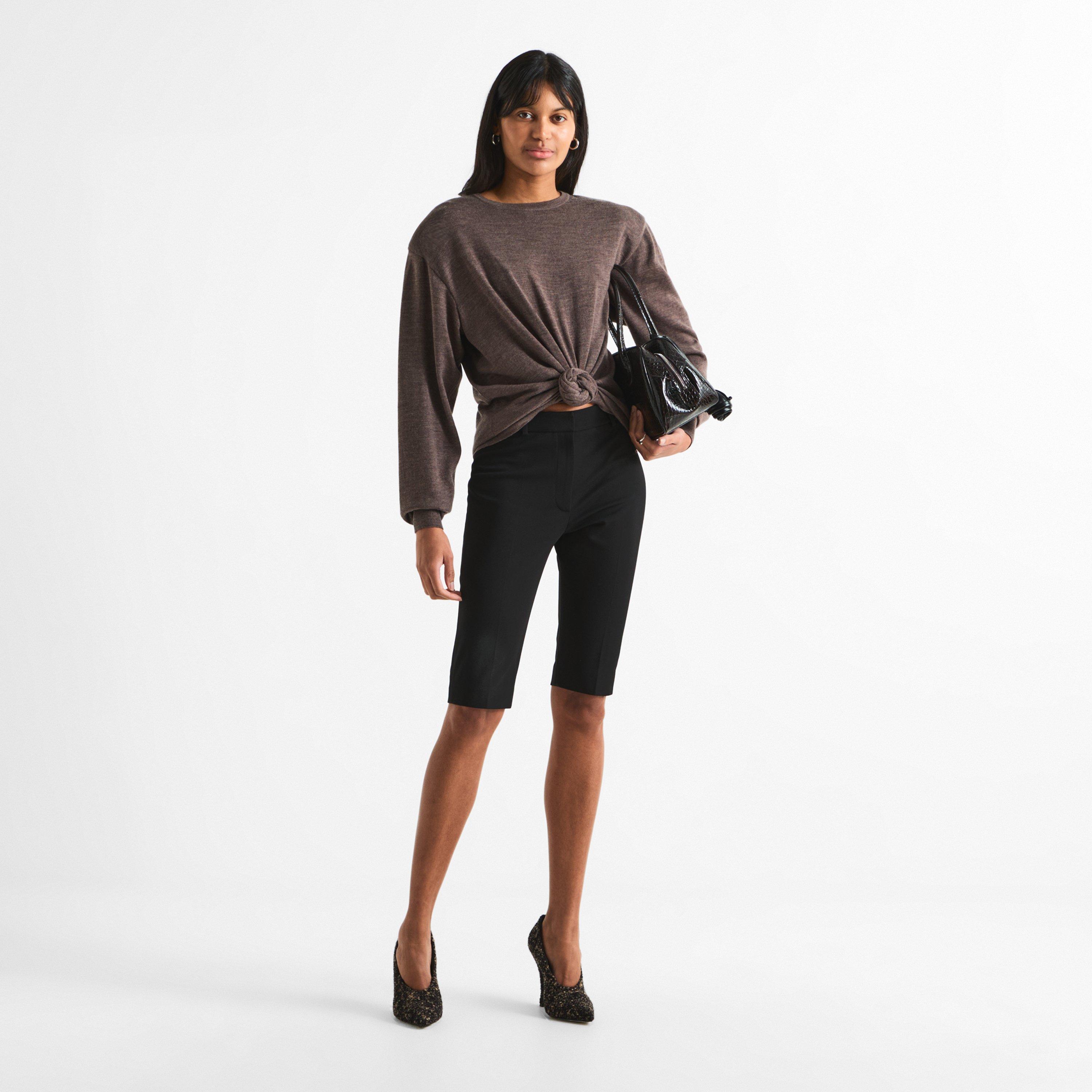 Grey - Magda Butrym - Women's Longsleeve 38 Cropped Wool Crew Sweater - 6