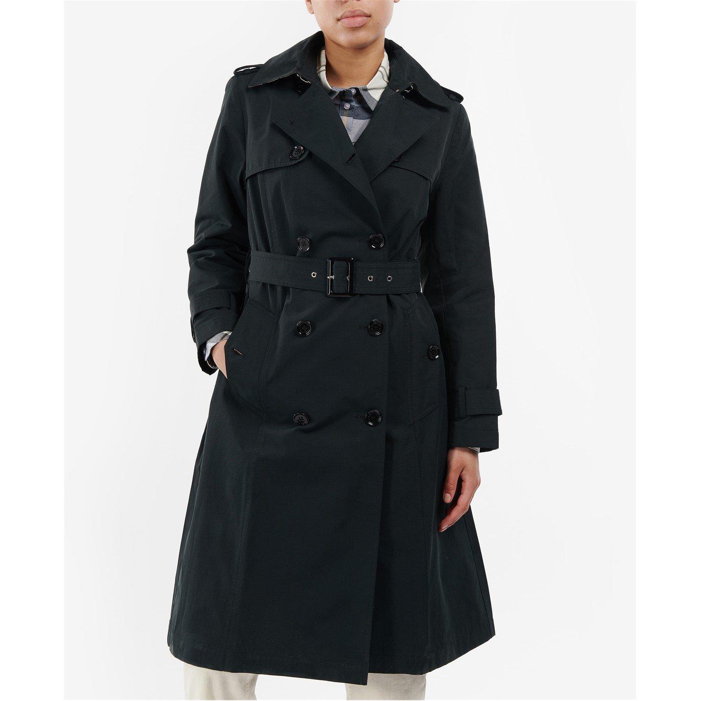 Black - Barbour - Women's Beal Water Resistant Cotton Slim Fit Trench Coat - 1