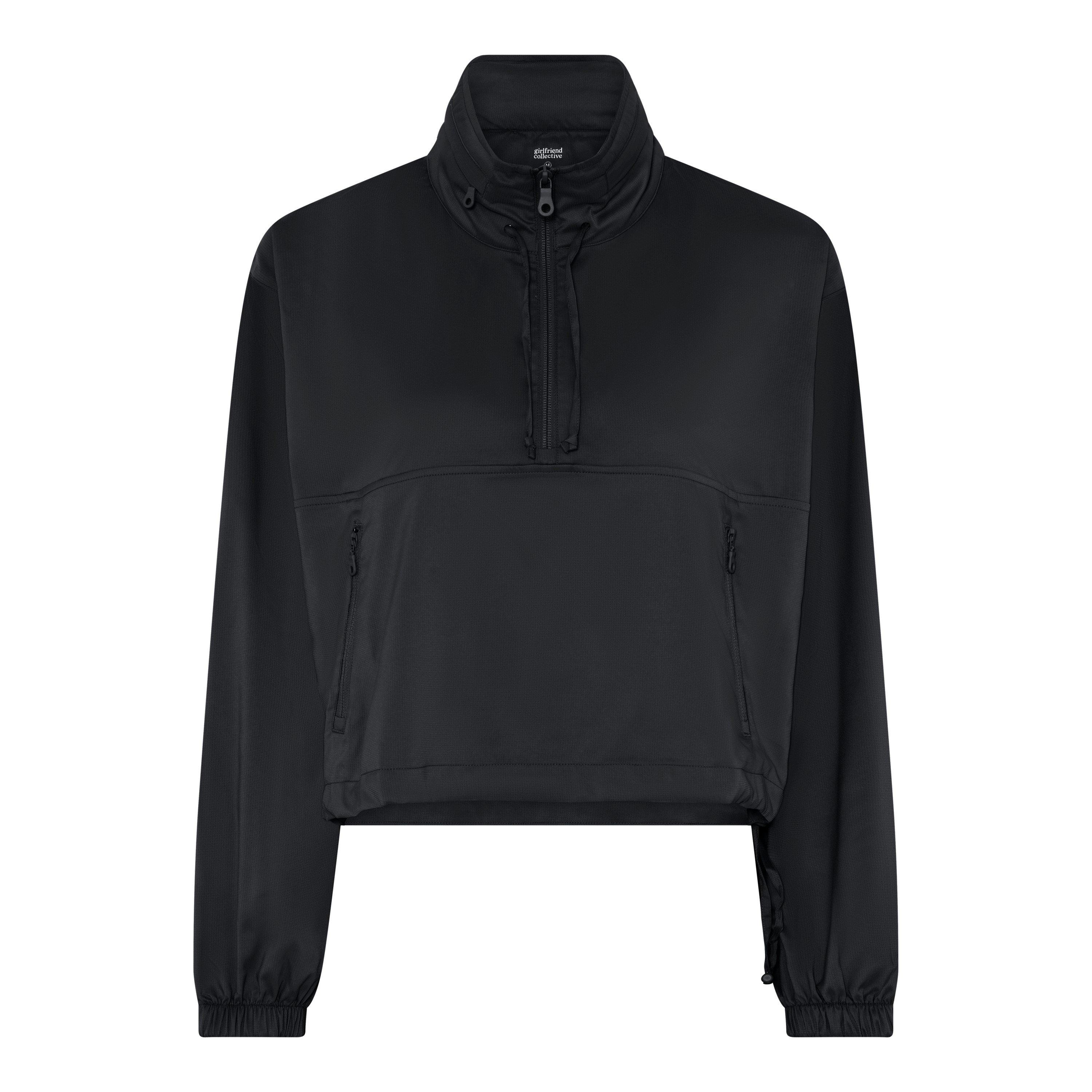Black - Girlfriend Collective - Women's Half Zip Windbreaker - 1