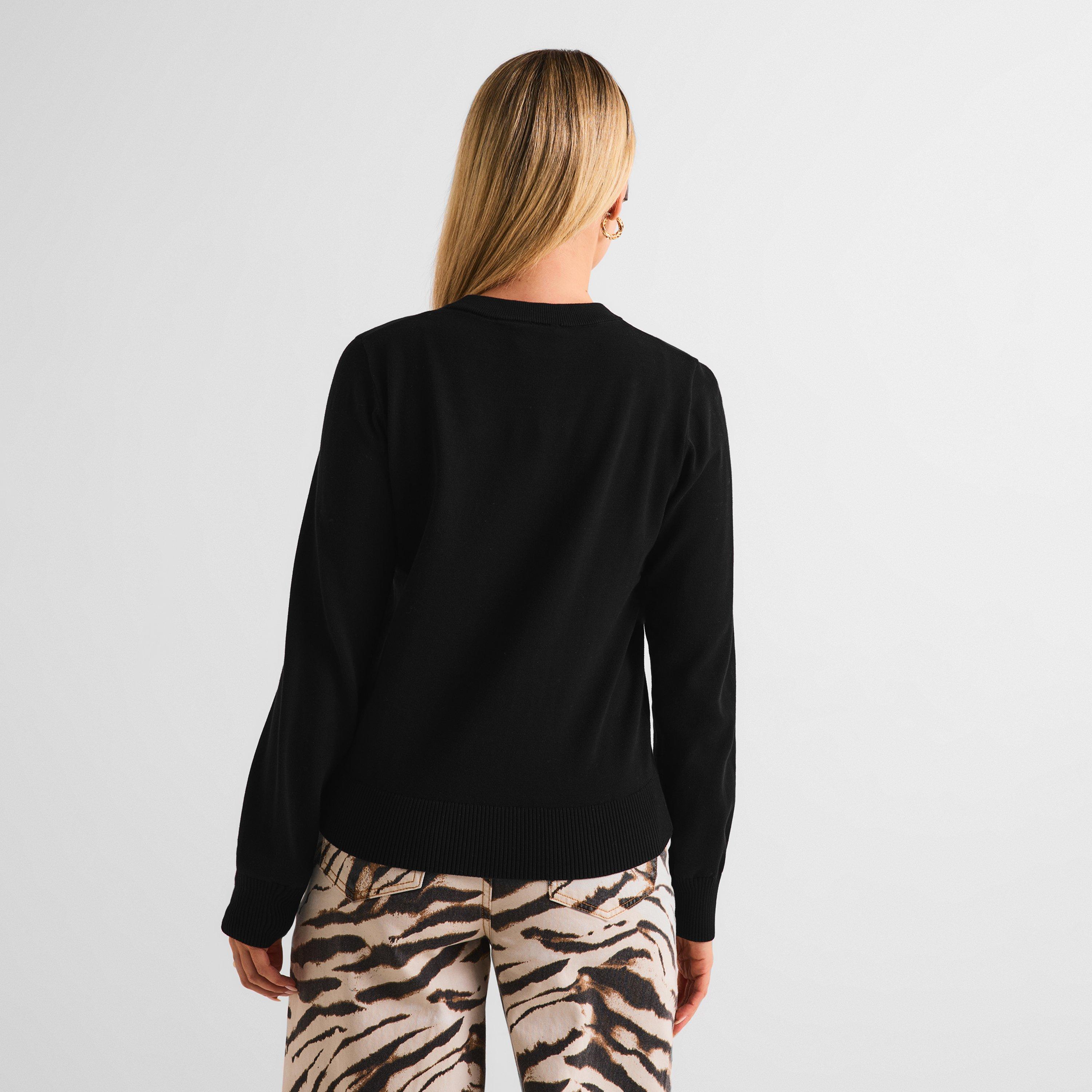 Black - Ganni - Women's Graphic Sweater Crew Sweatshirt - 4