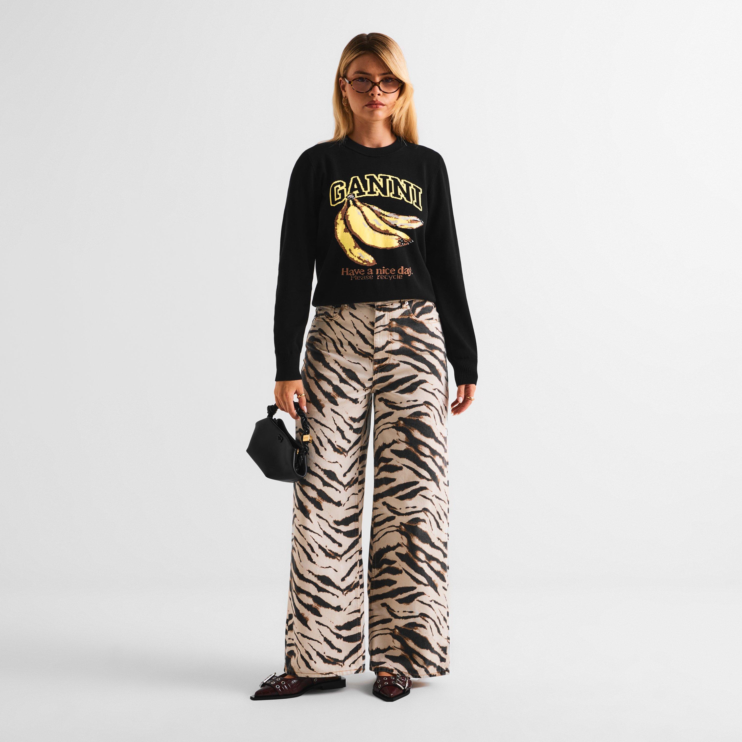 Black - Ganni - Women's Graphic Sweater Crew Sweatshirt - 6