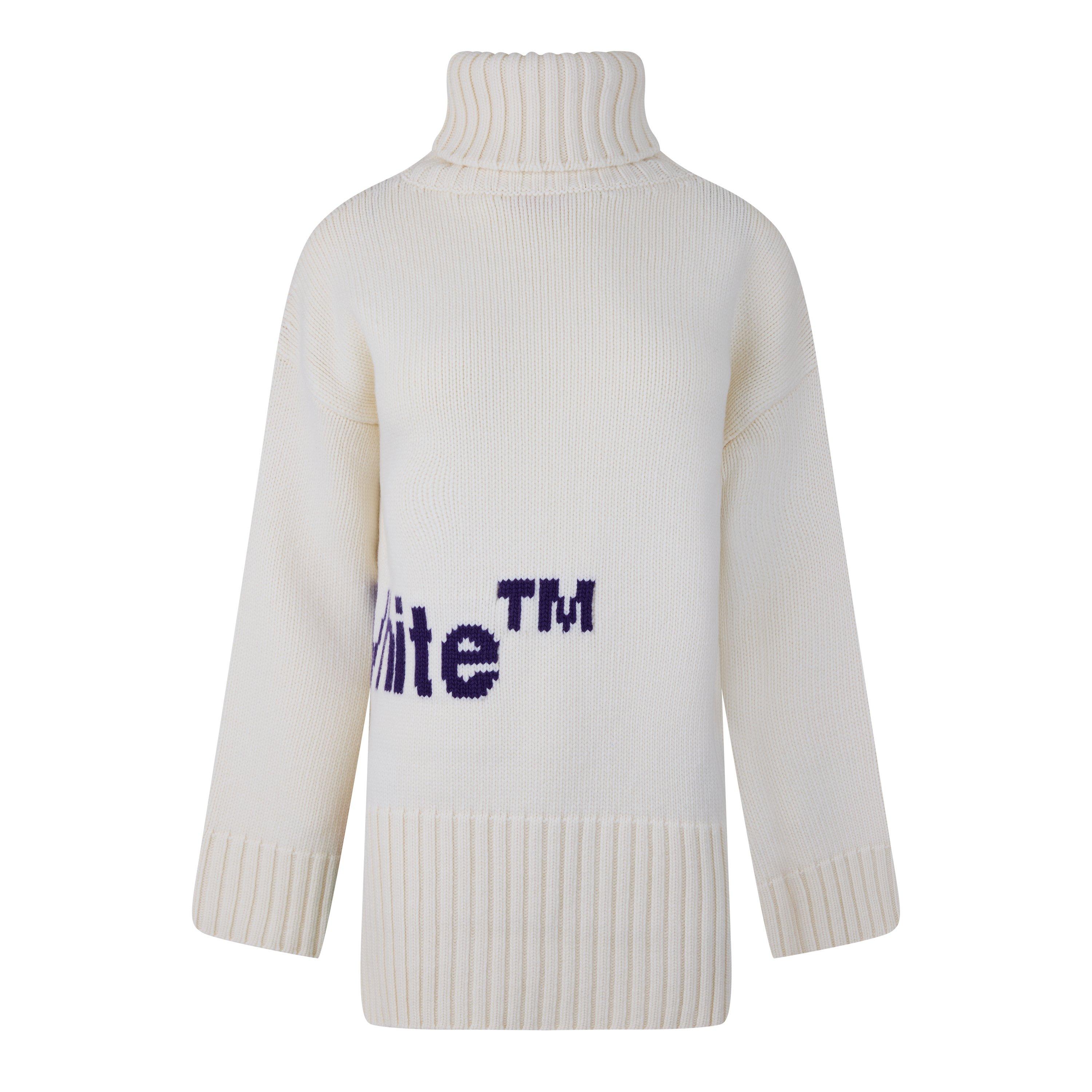 White Purple - Off White - Women's Logo Intarsia Turtleneck Sweater - 1