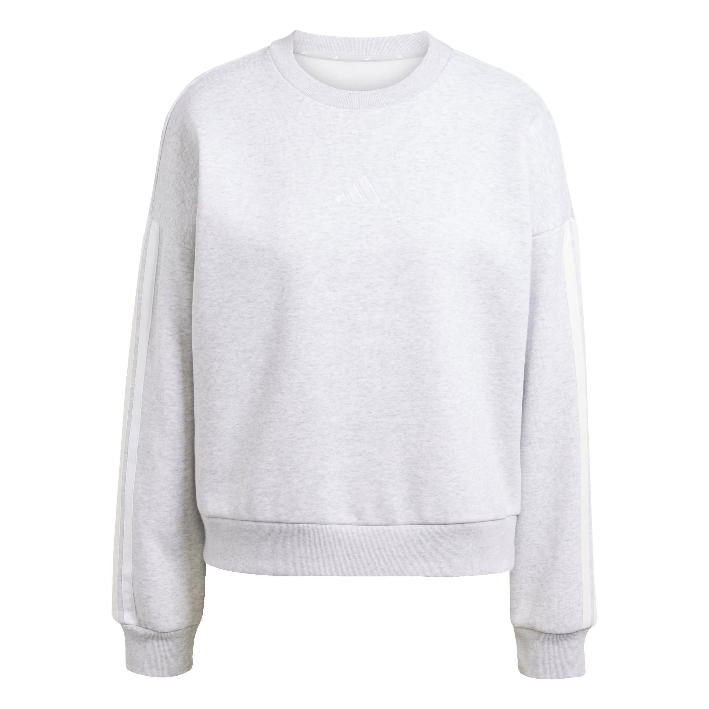 Med Grey - adidas - Essentials Studio Lounge 3-Stripes Sweatshirt Womens - 1