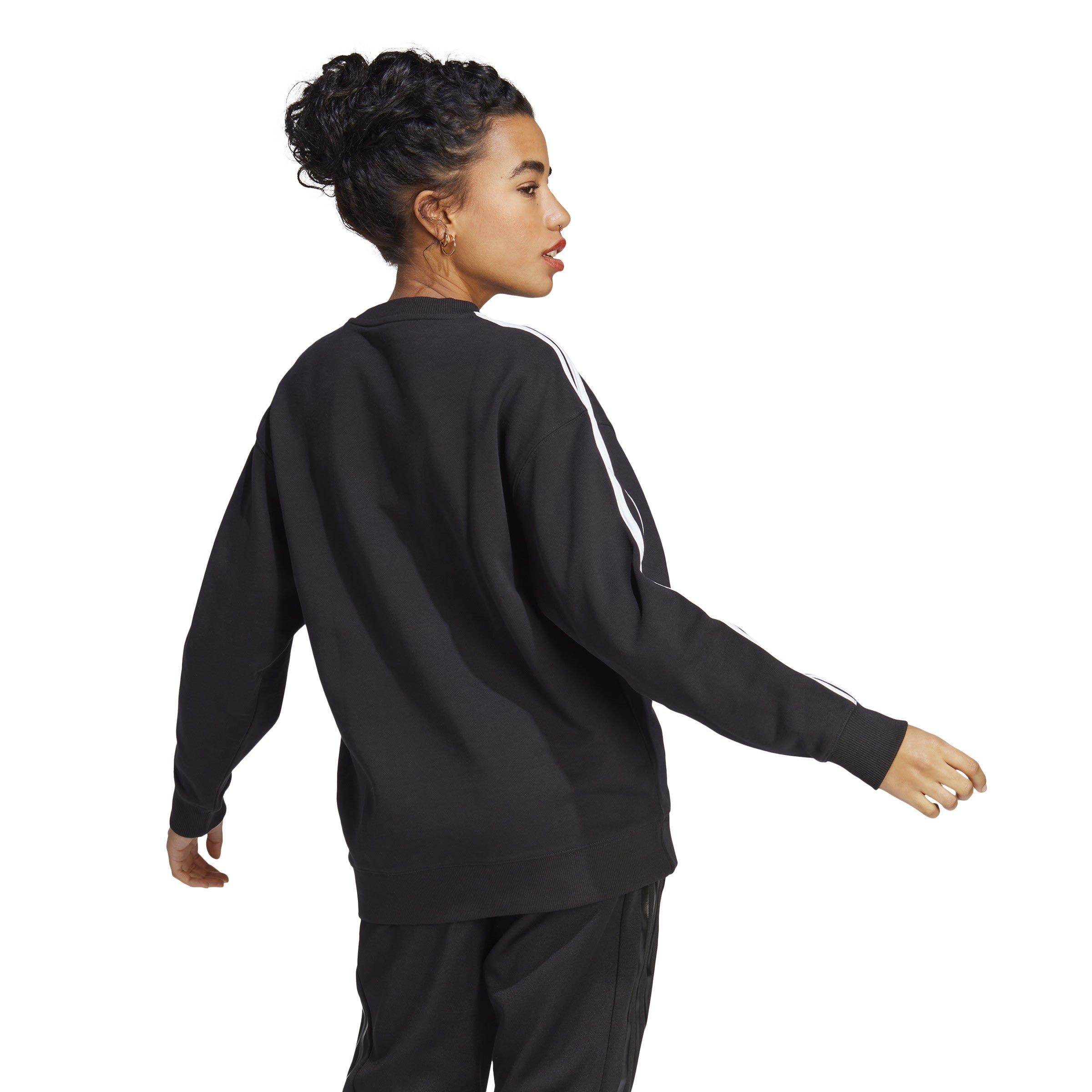 Black/White - adidas - Essentials Studio Lounge 3-Stripes Sweatshirt Womens - 3