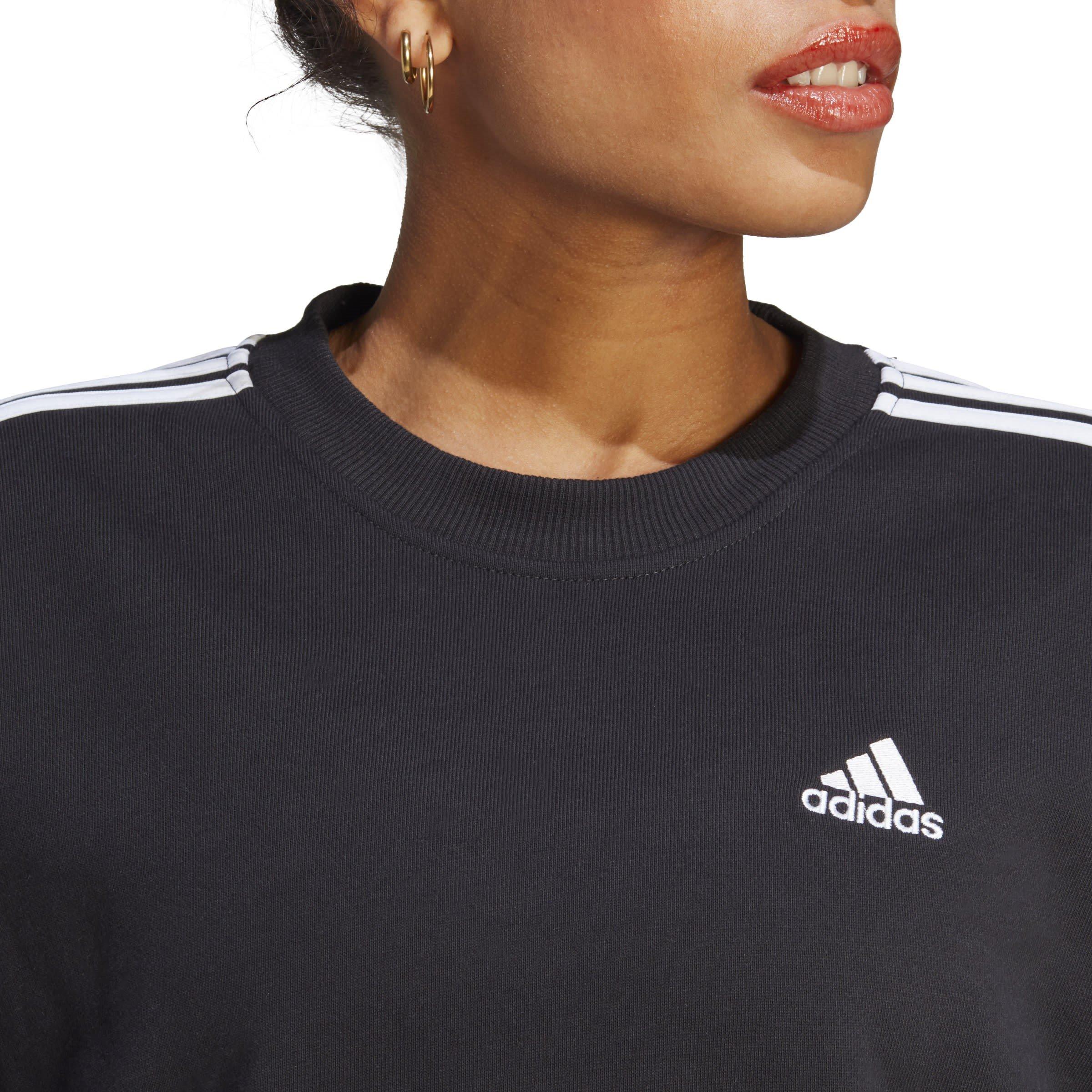 Black/White - adidas - Essentials Studio Lounge 3-Stripes Sweatshirt Womens - 5