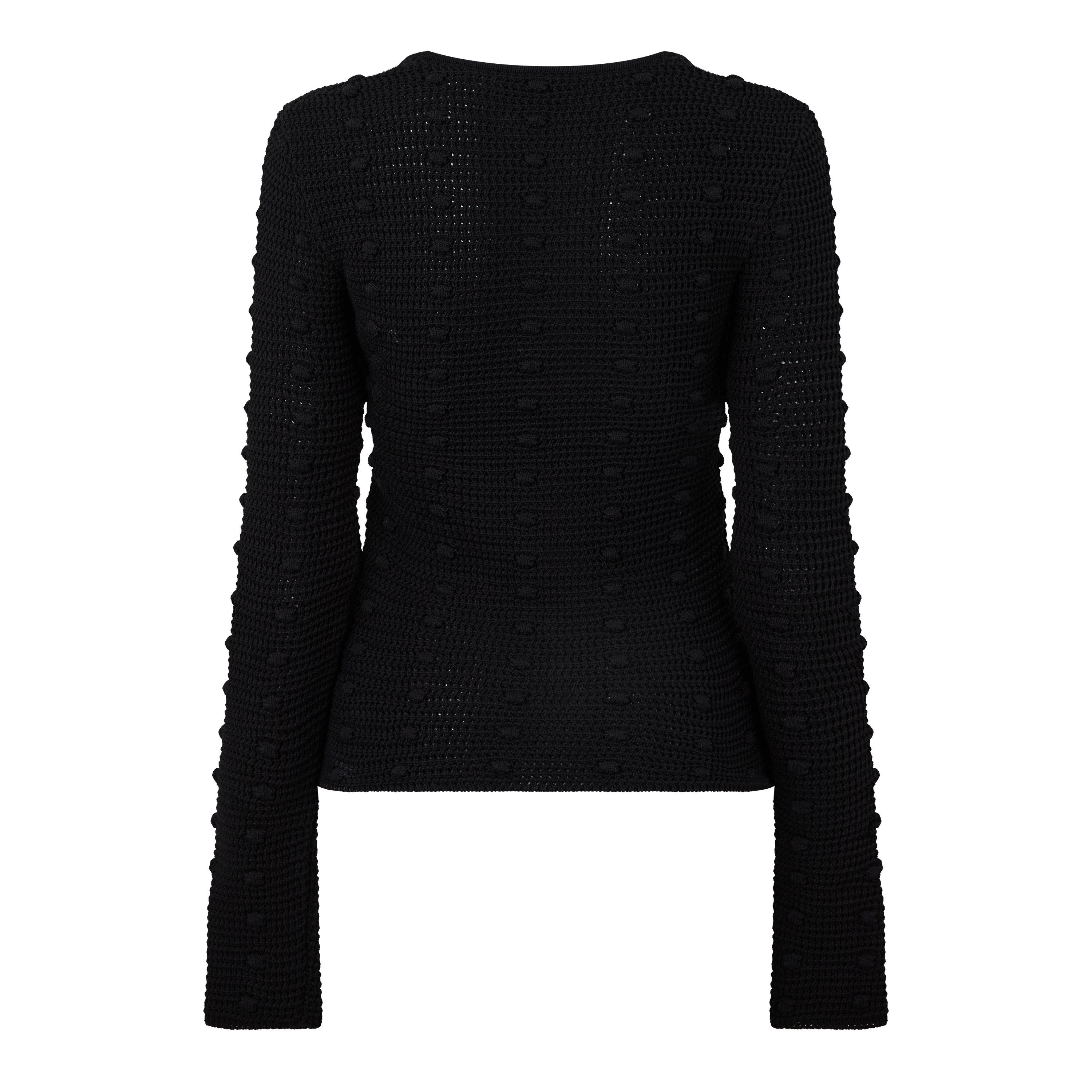 Black - Bottega Veneta - Women's Textured Knit Crew Sweatshirt - 2
