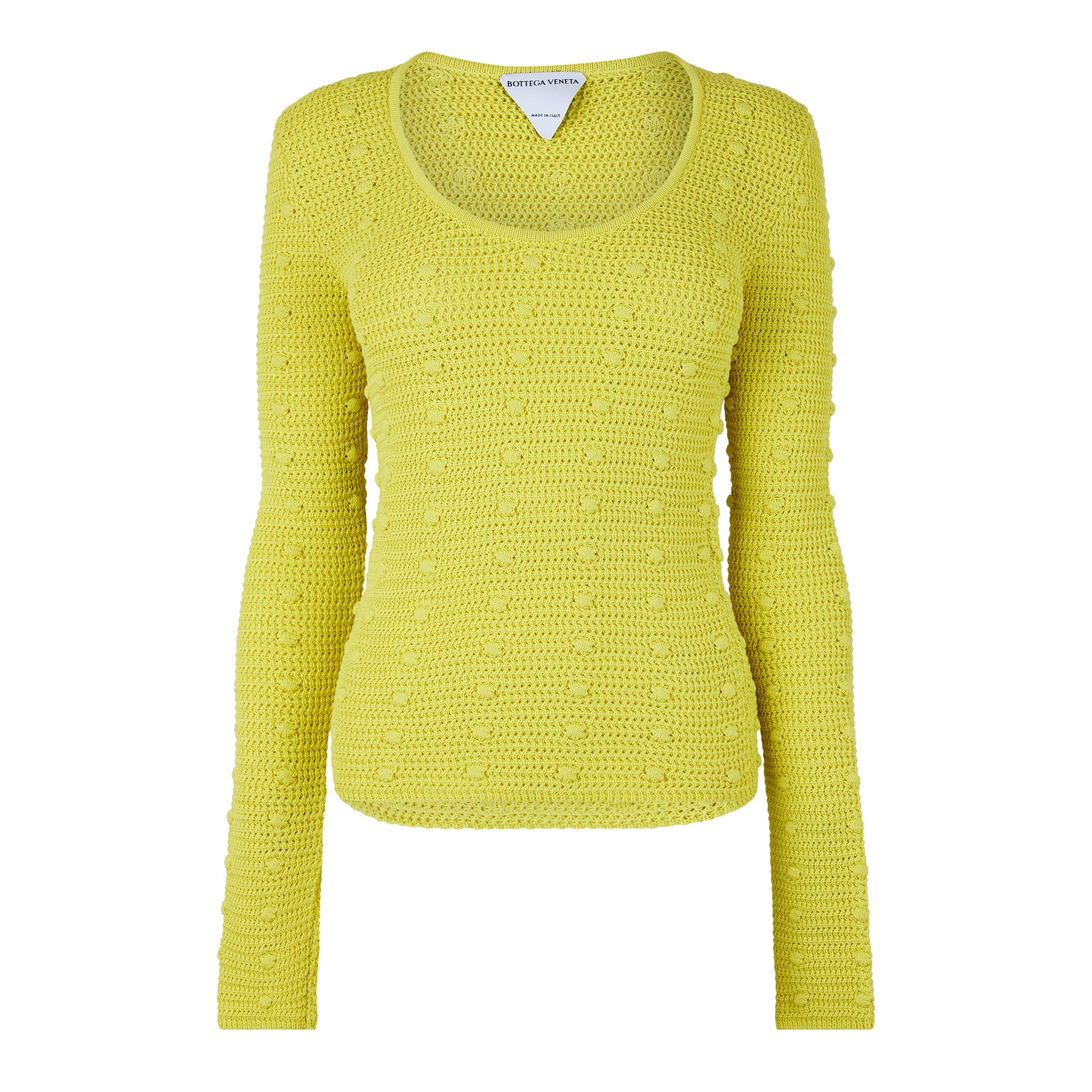 Bottega Veneta Women's Textured Knit Crew Sweatshirt - Limoncello - Size 10 (36)