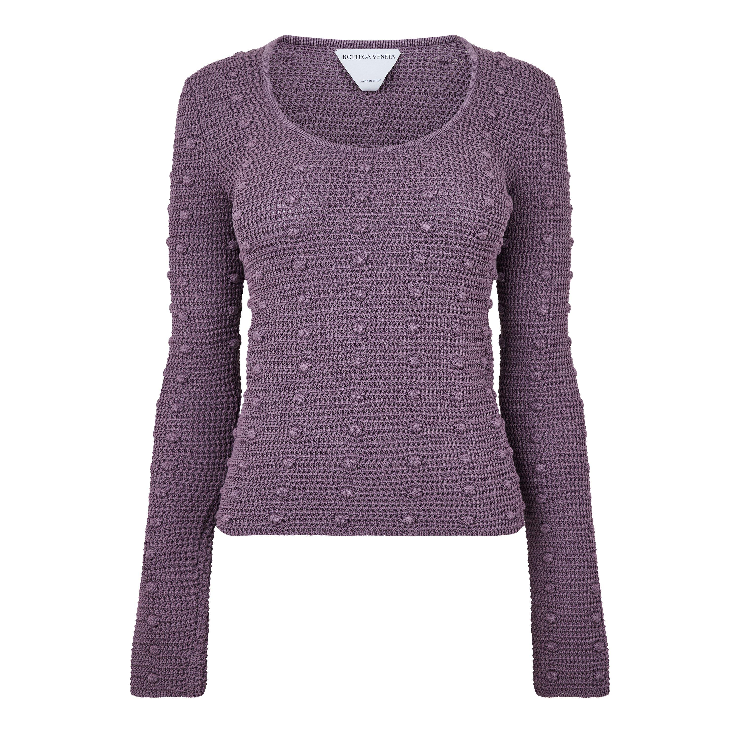 Bottega Veneta Women's Textured Knit Crew Sweatshirt - Lavender - Size 12 (38)