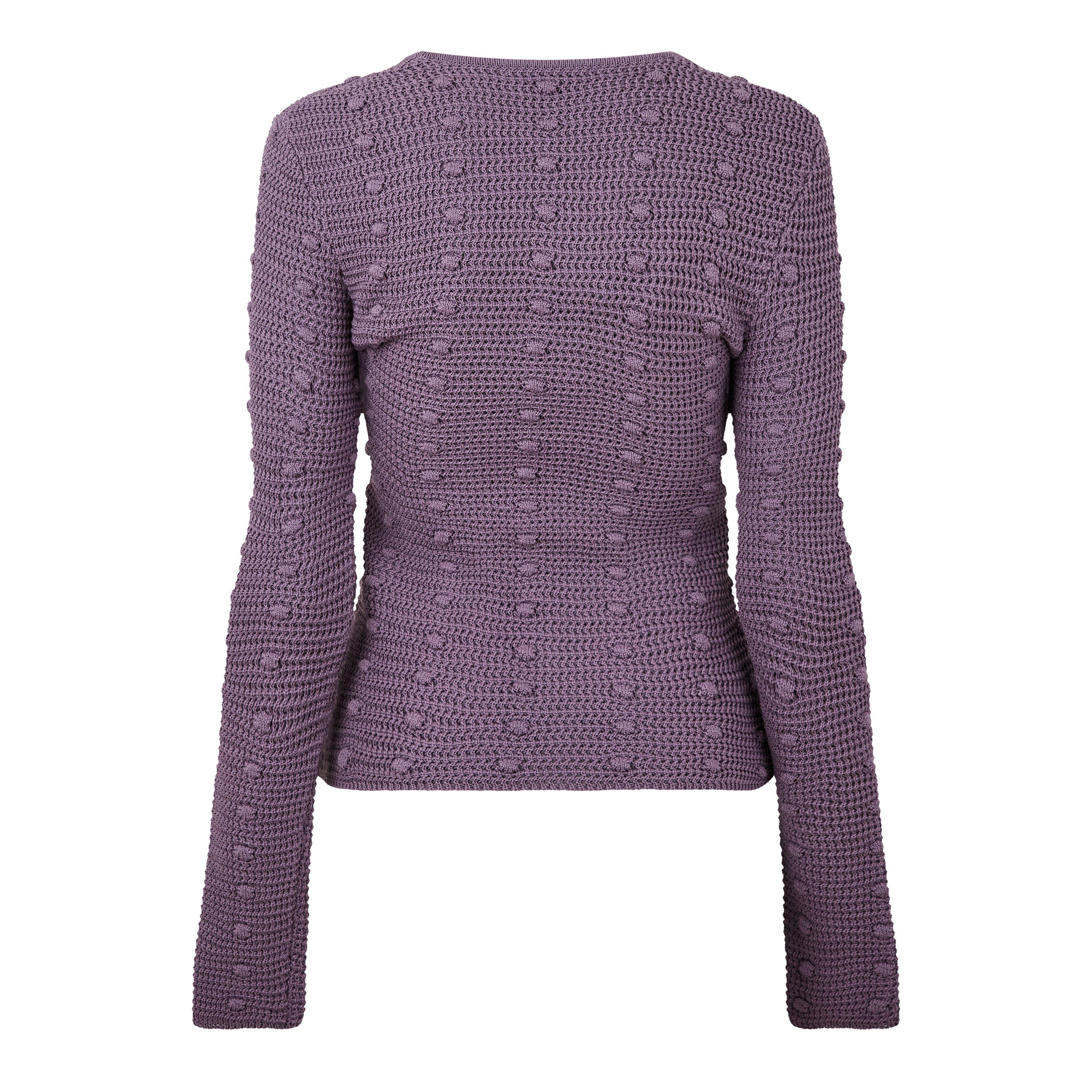 Lavender - Bottega Veneta - Women's Textured Knit Crew Sweatshirt - 2
