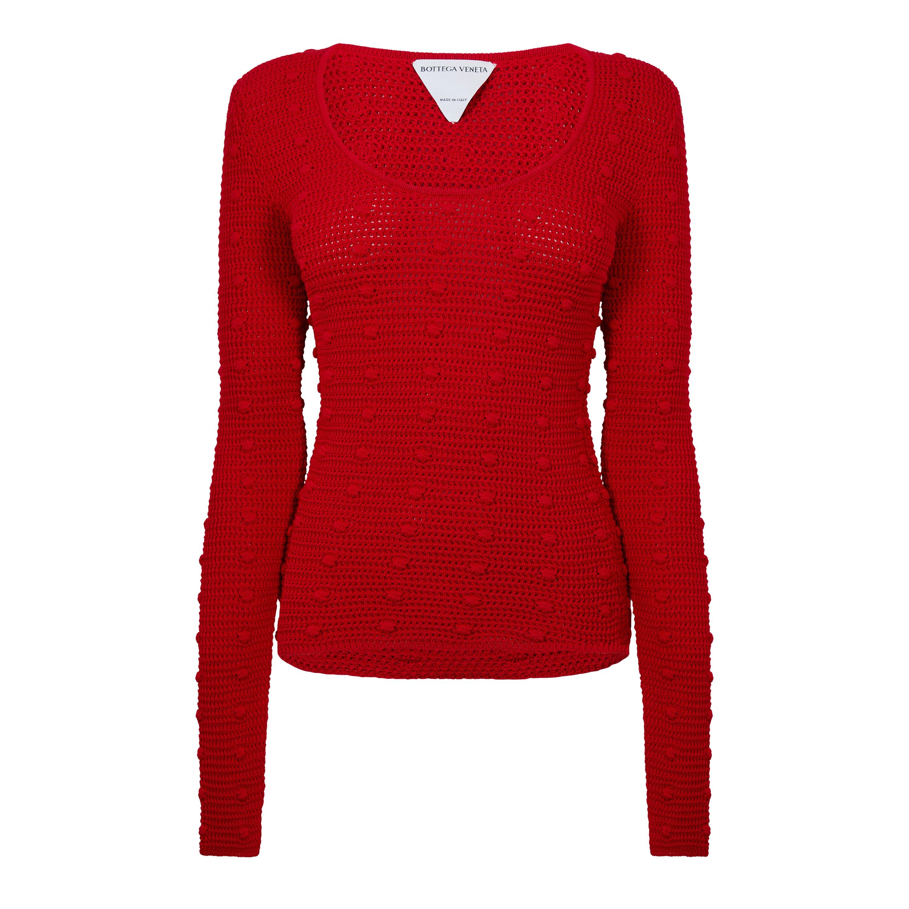 Bottega Veneta Women's Textured Knit Crew Sweatshirt - Nail Polish - Size 10 (36)
